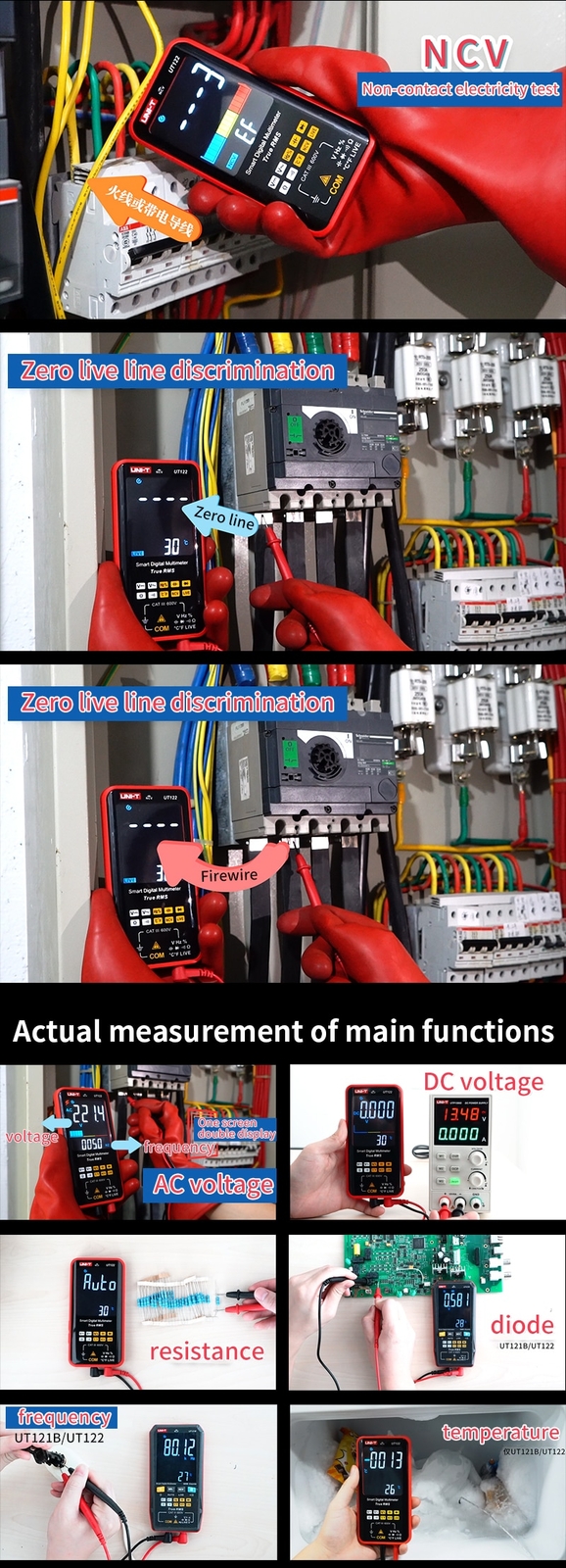 UNI-T Smart True RMS Multimeter Digital Volt meter Cap NCV Live Wire Temp Tester