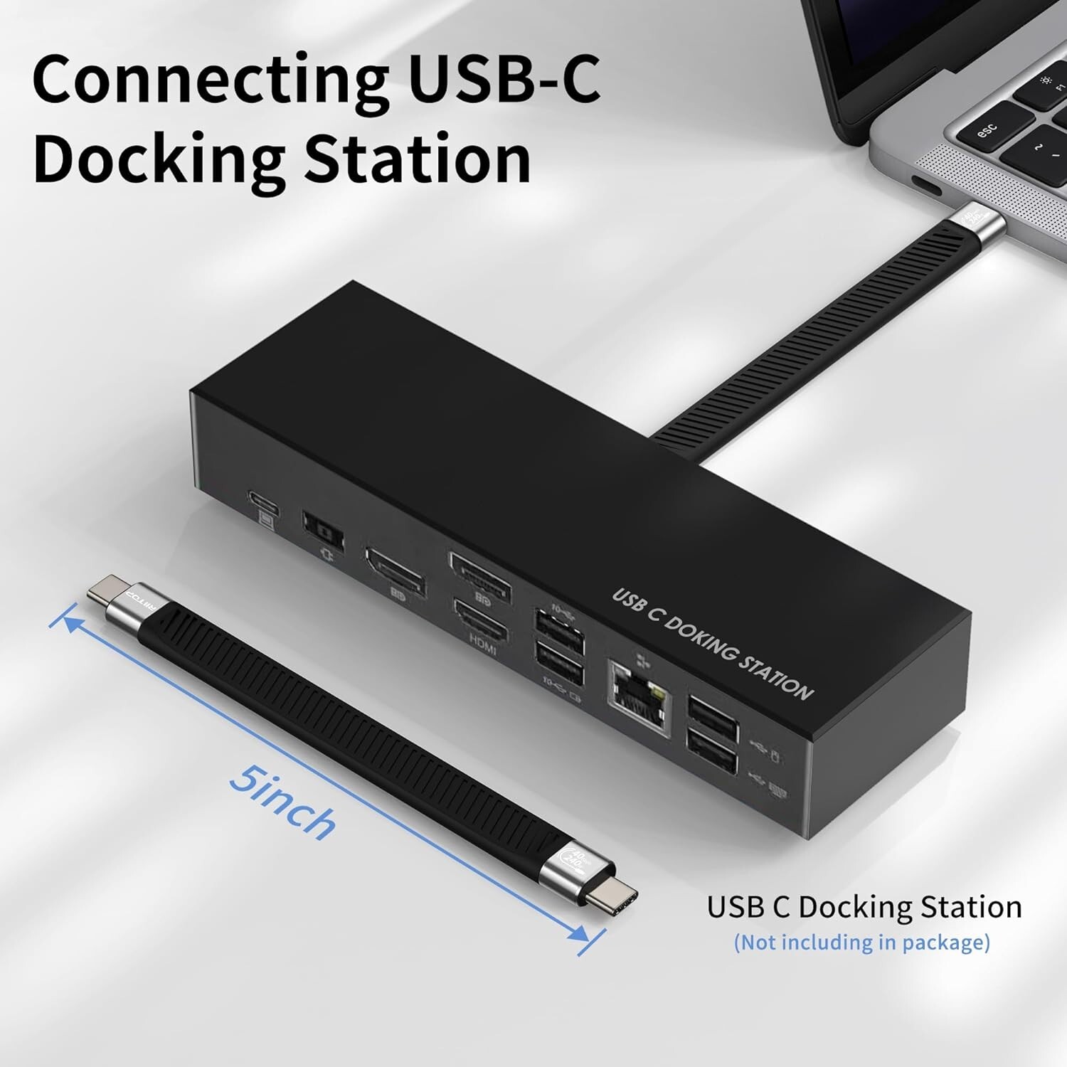 RIITOP USB4 C Cable Short [5inch, Flat], 40G USB C to C Cable 240W Fast Charging