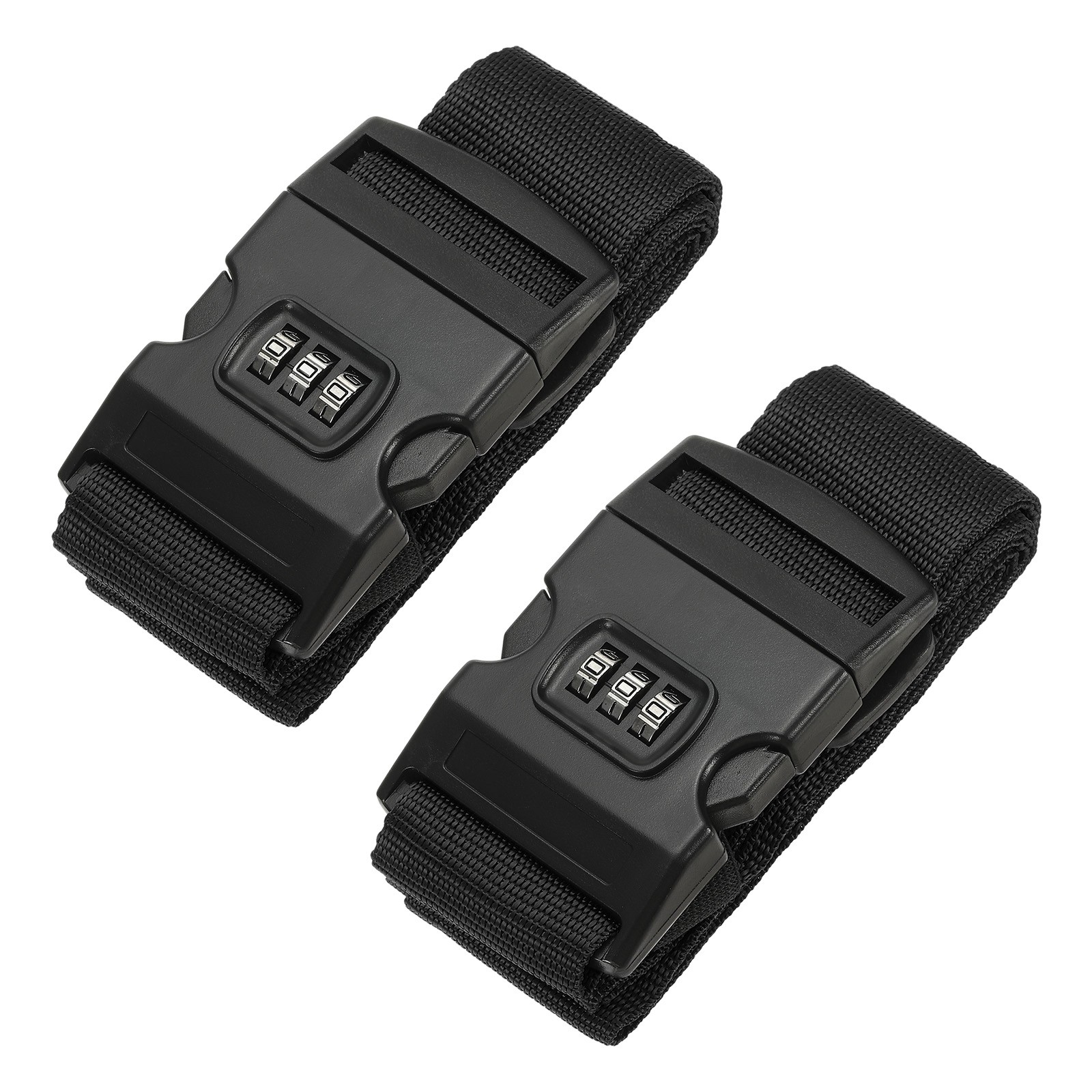 2 x Luggage Straps with Combination Lock TSA Approved Black
