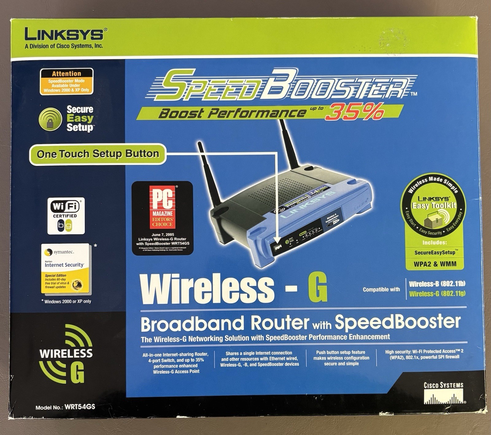Linksys WRT54GS Wireless G Broadband Router Speed Booster Boost Performance 35%