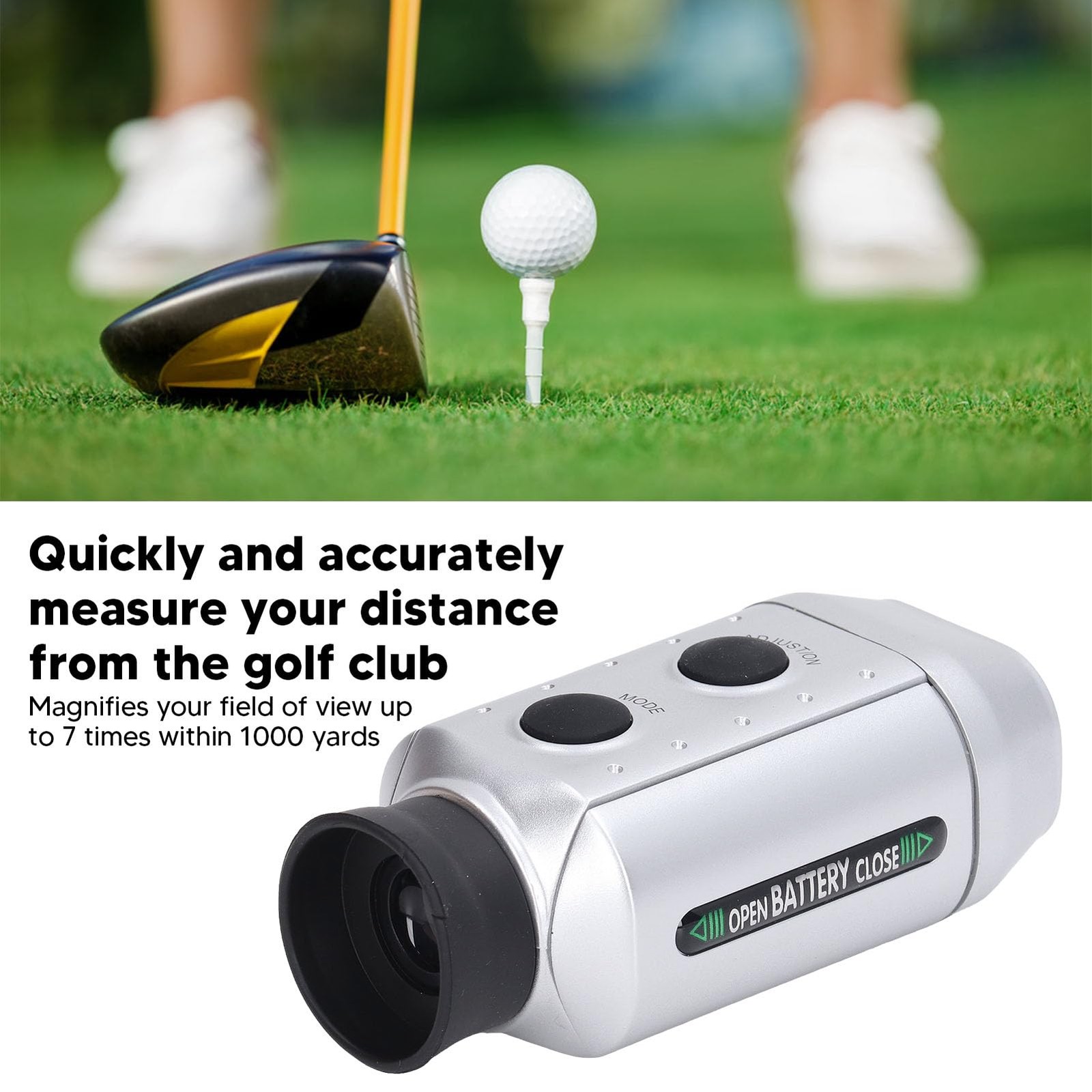 7X 1000 Yard Golf Rangefinder: Accurate Distance Meter with Battery Power