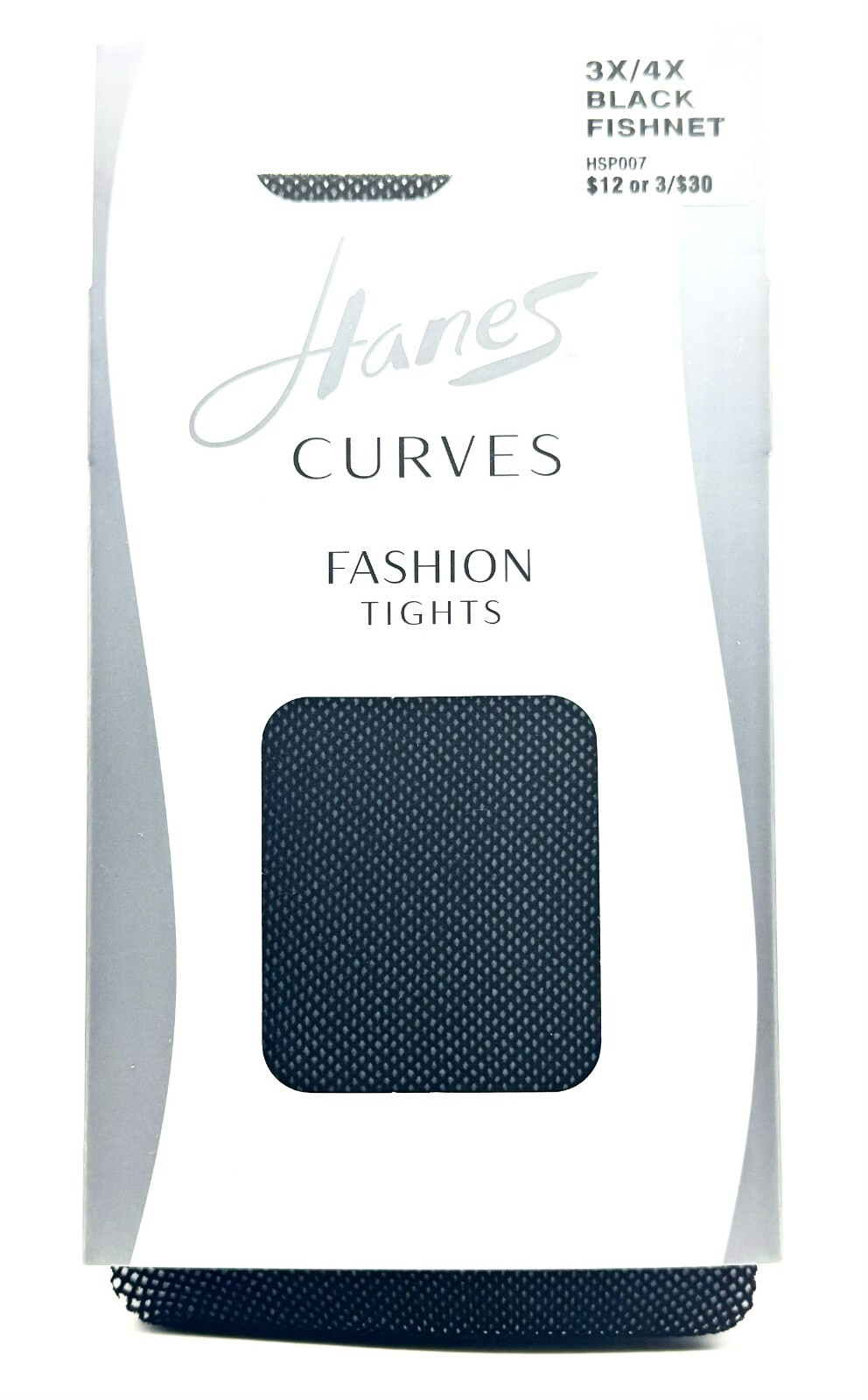 Hanes Curves Fishnet Womens Fashion Tights, Size 3X/4X, BLACK FISHNET - (HSP007)