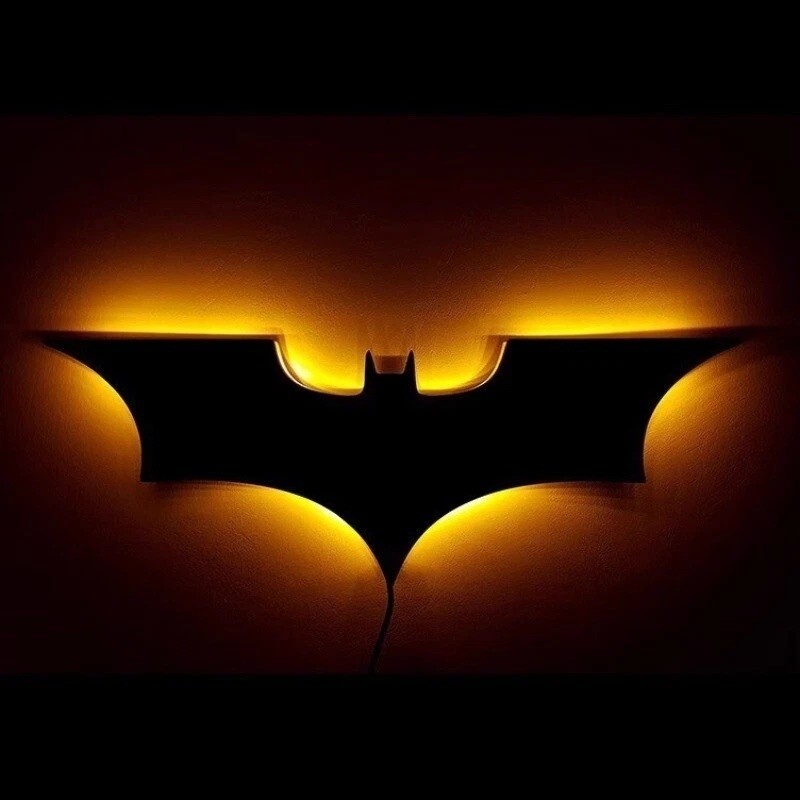 Wireless Batman Logo LED Night Light – Remote Controlled Bedroom Lamp Decor
