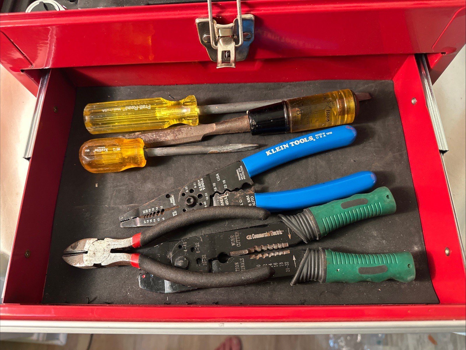 Small Red Tool Box With Assorted Tools