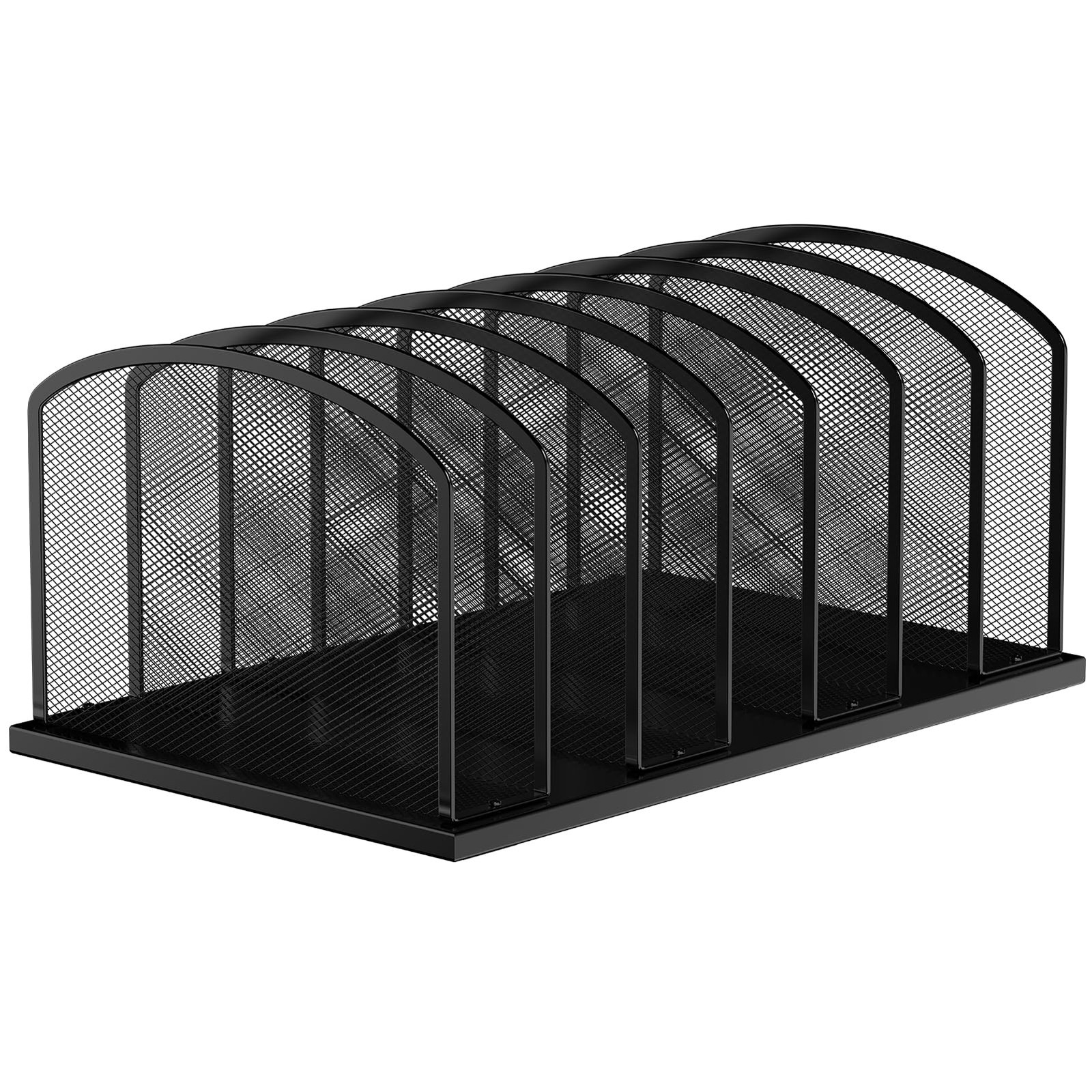 MINDEPOT Desk File Organizer 7 Sections Upright Mesh Sorter 1Pack, Black