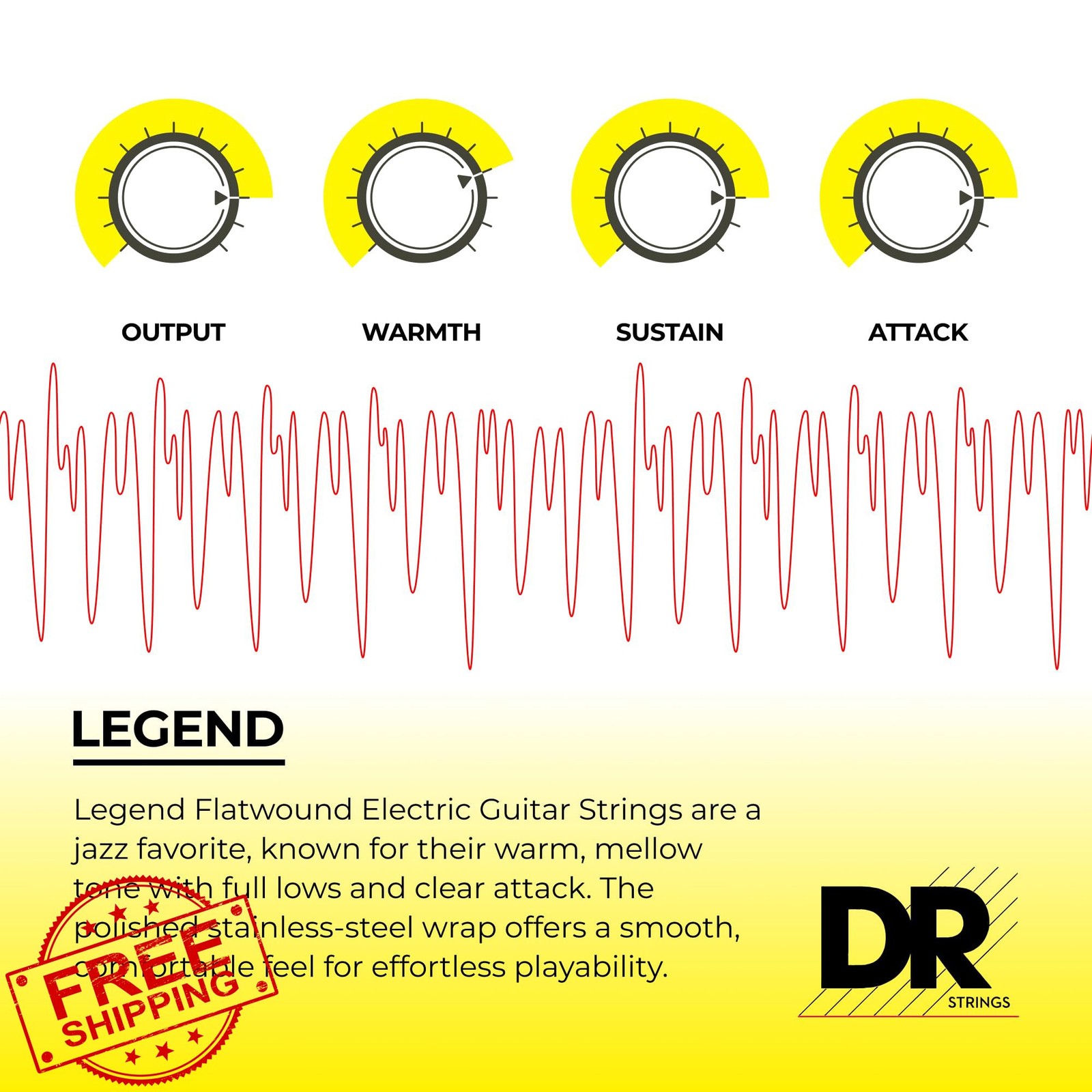 DR Strings Flatwound Electric Guitar Strings, FL-12