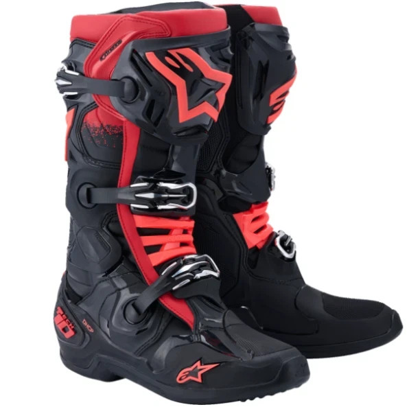 ALPINESTARS TECH 10 BOOTS - BLACK/RED - SIZE 10 - 3410-3362