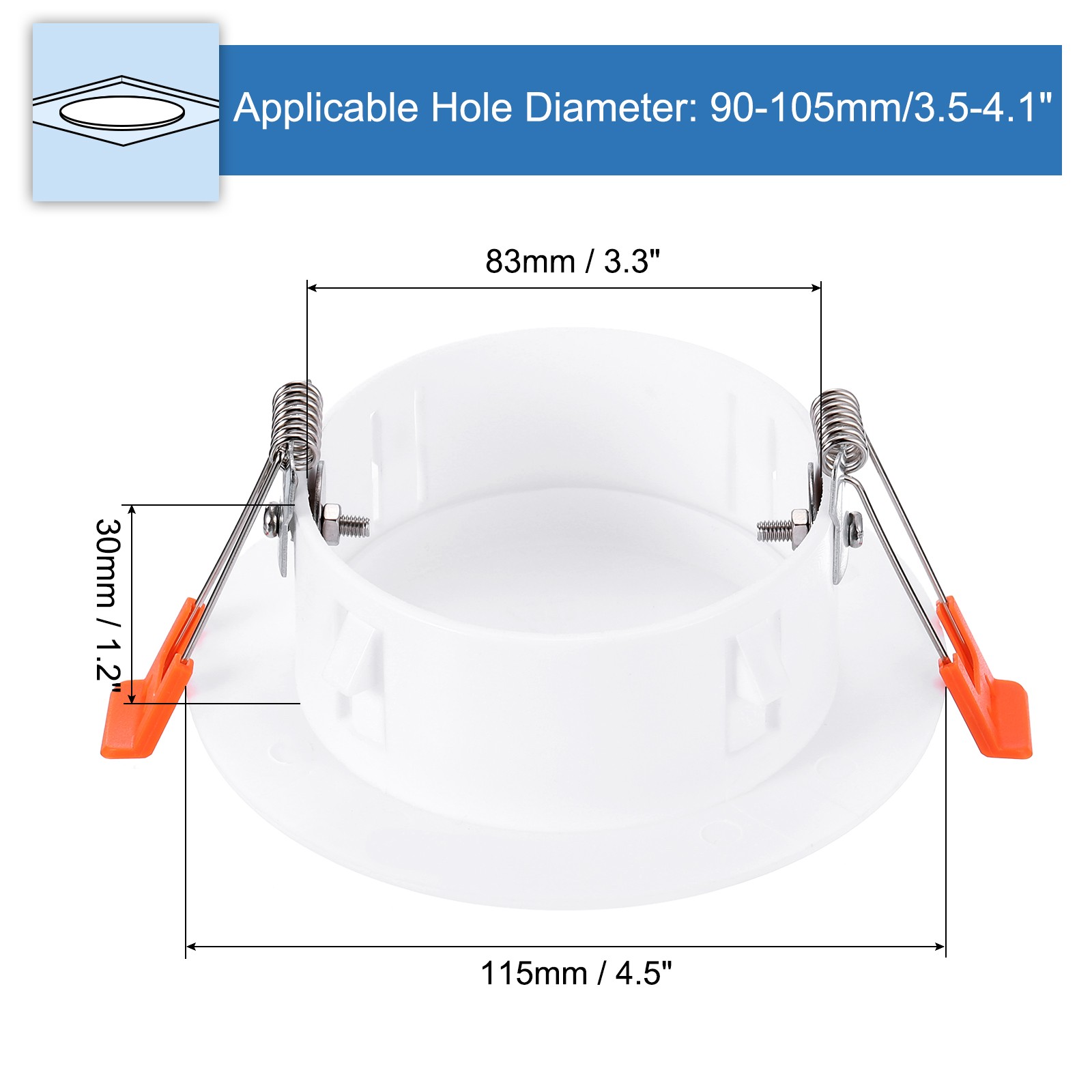 3.3" Spring Ceiling Cover Plate Suitable for 3.5-4.1" Round Hole White
