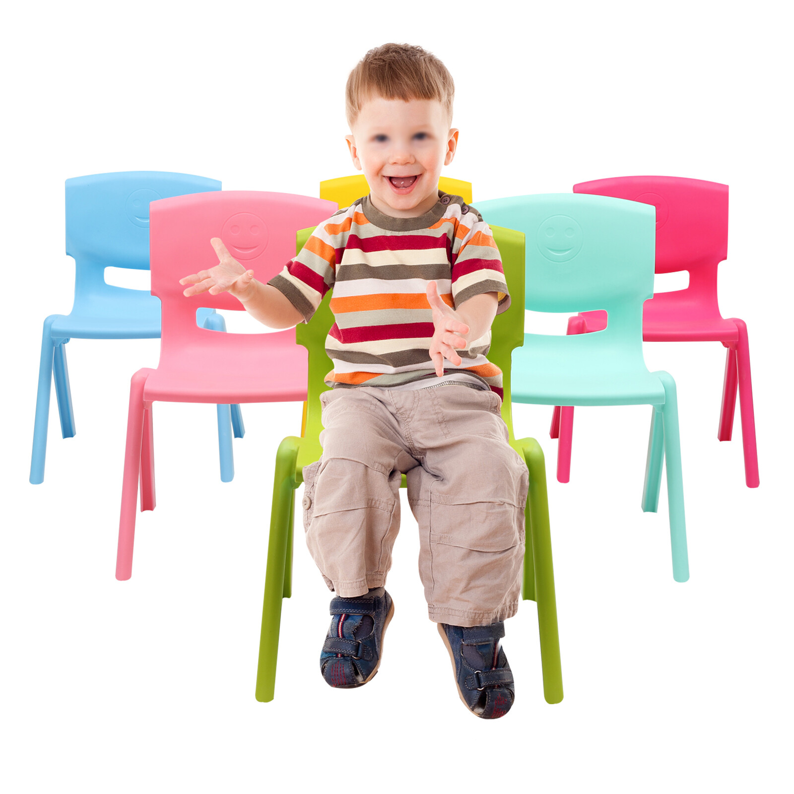 6PCS Kids Stackable Chairs, 11in Height, 220lb Capacity, for Classroom Daycare