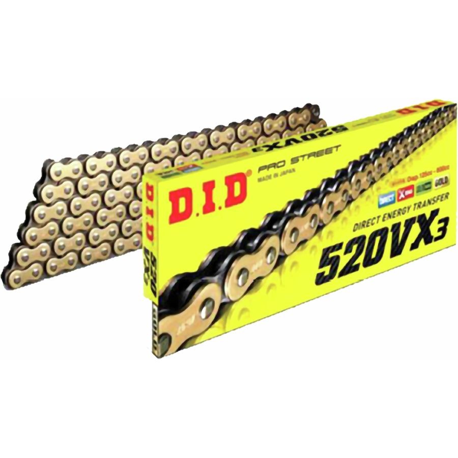 DID 520VX3 X-Ring Chain - Gold, 120 Link 520VX3G120FB