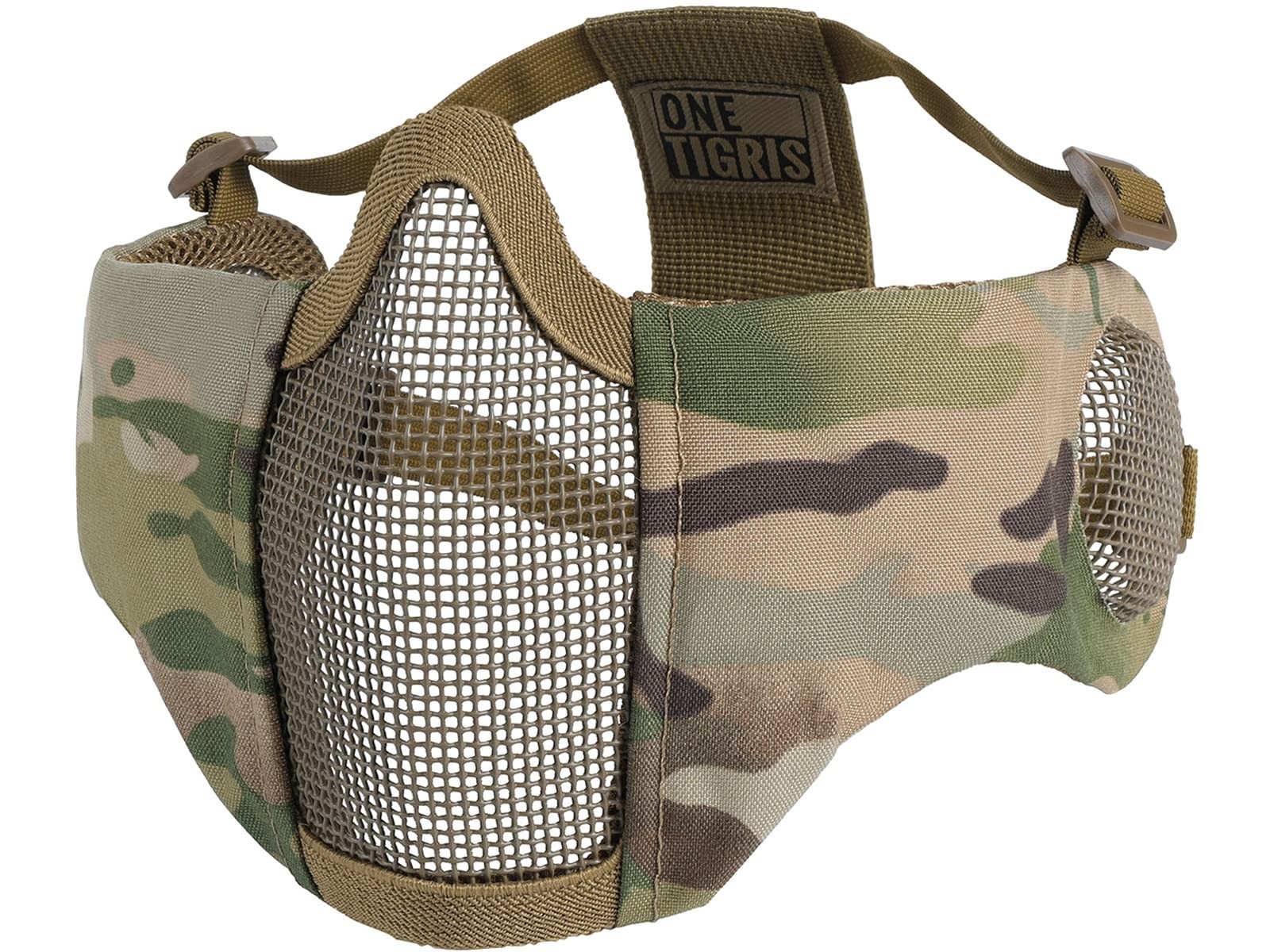 6" Foldable Half Face Airsoft Mesh Mask with Ear Protection - Tactical Lower Fac