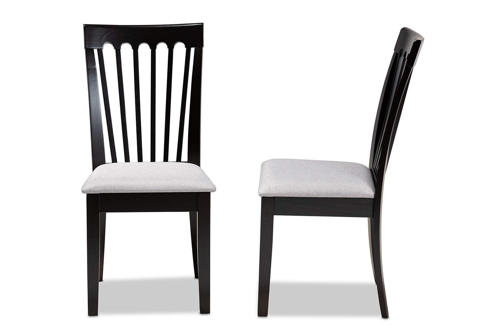 Minette 2-Piece Dining Chair Set - Gray Fabric Upholstered With Espresso Brow...
