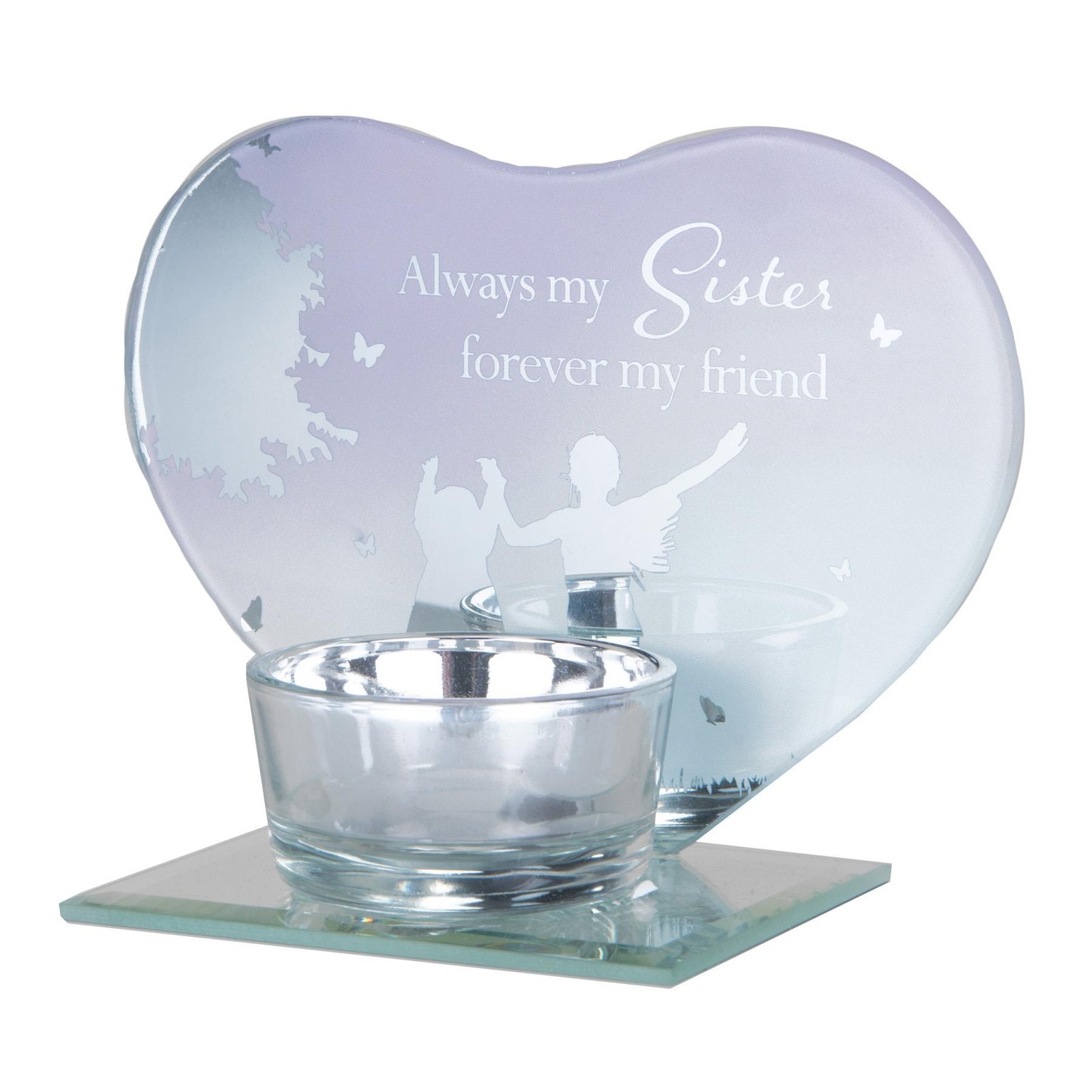 Glass Tea Light Candle Holder by Reflections of the Heart - Sister
