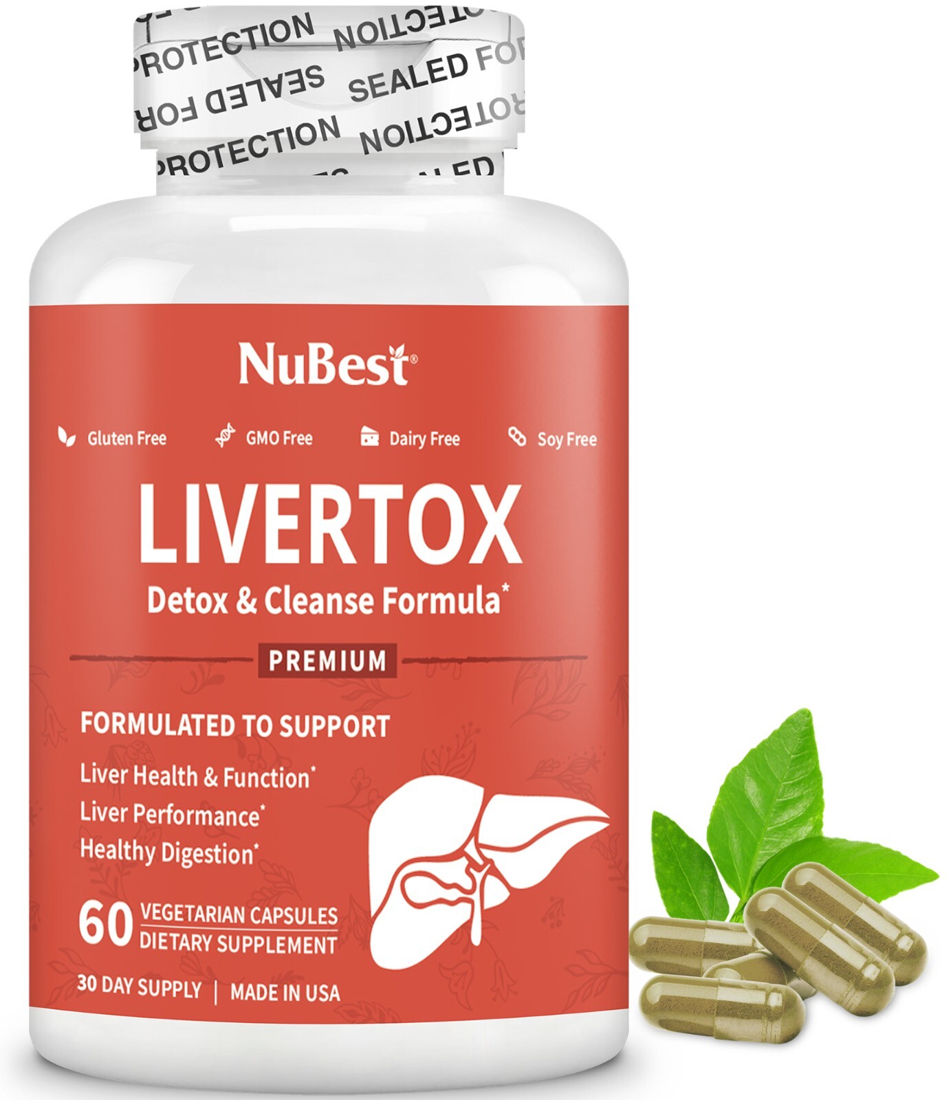 LiverTox by NuBest, Premium Liver Cleanse, Detox & Repair 20+ Herbs, Vegan Caps