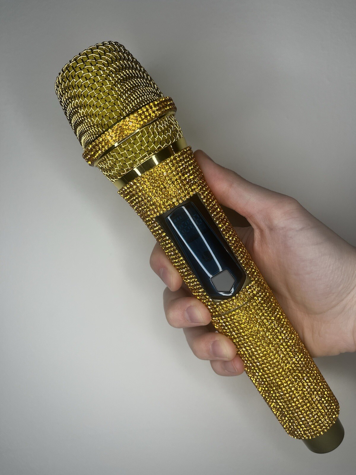 Gold Rhinestone Wireless Karaoke Microphone + Receiver System - Rechargeable