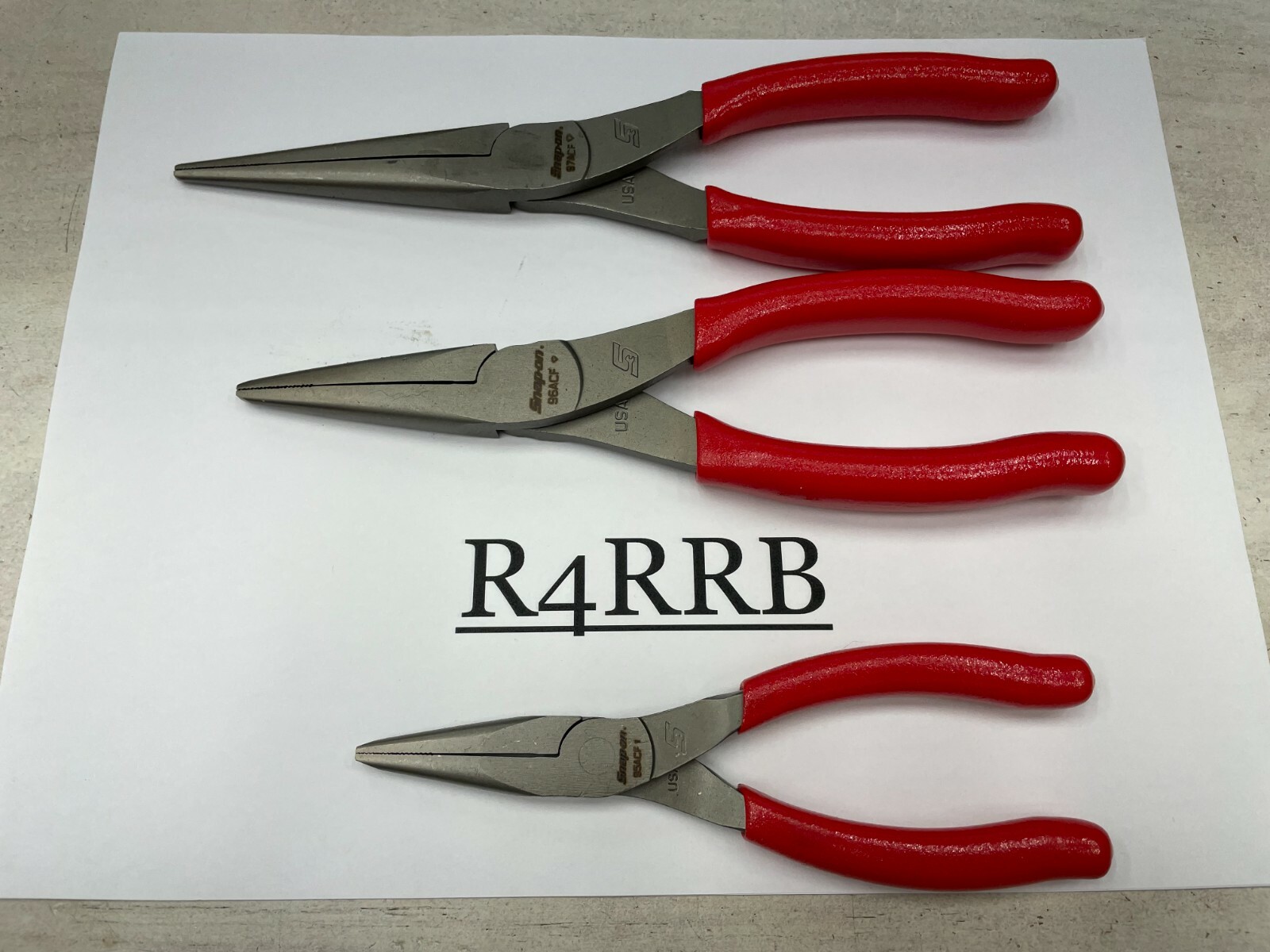 Snap-On Tools USA NEW 3 Piece RED Soft Grip Needle Nose Pliers Lot Set