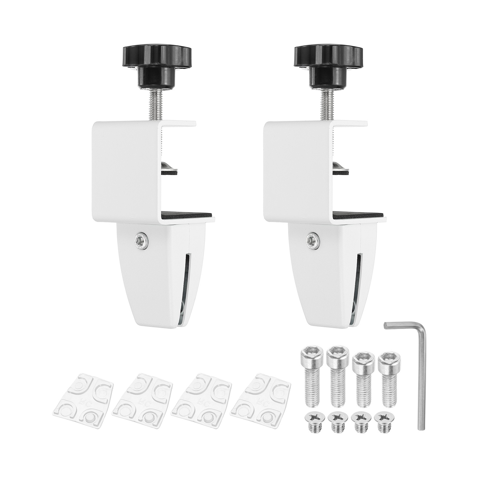 2Pcs Adjustable Desk Divider Partition Clips, Sneeze Guard Support, White
