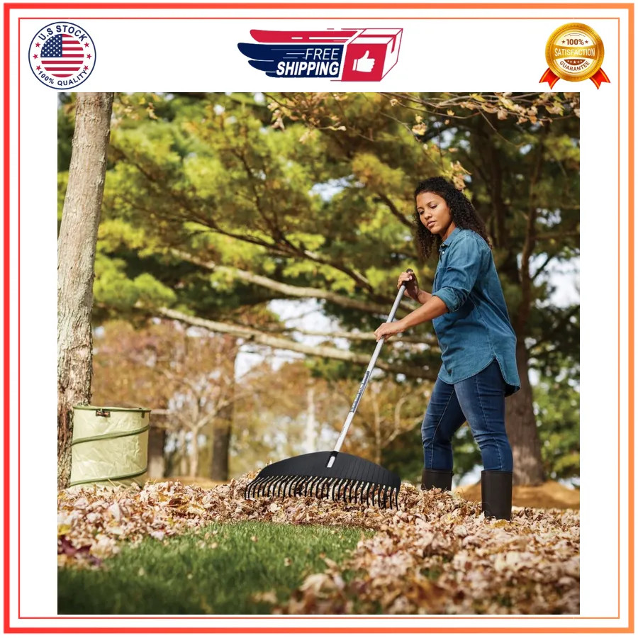 Fiskars Poly Leaf Rake 67 inch Lightweight Garden Tool