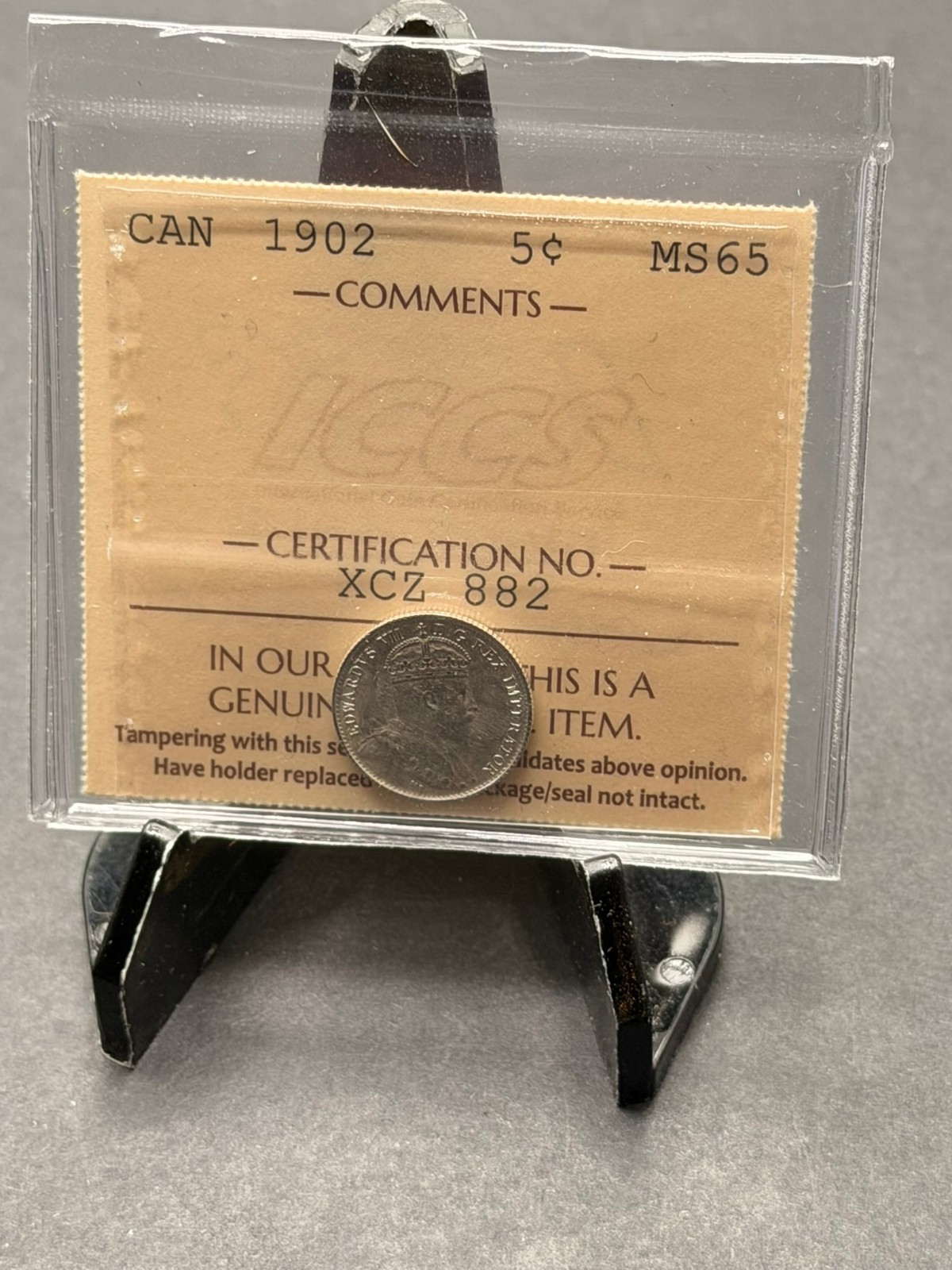 1902 Canada 5 Cent ICCS Graded MS-65