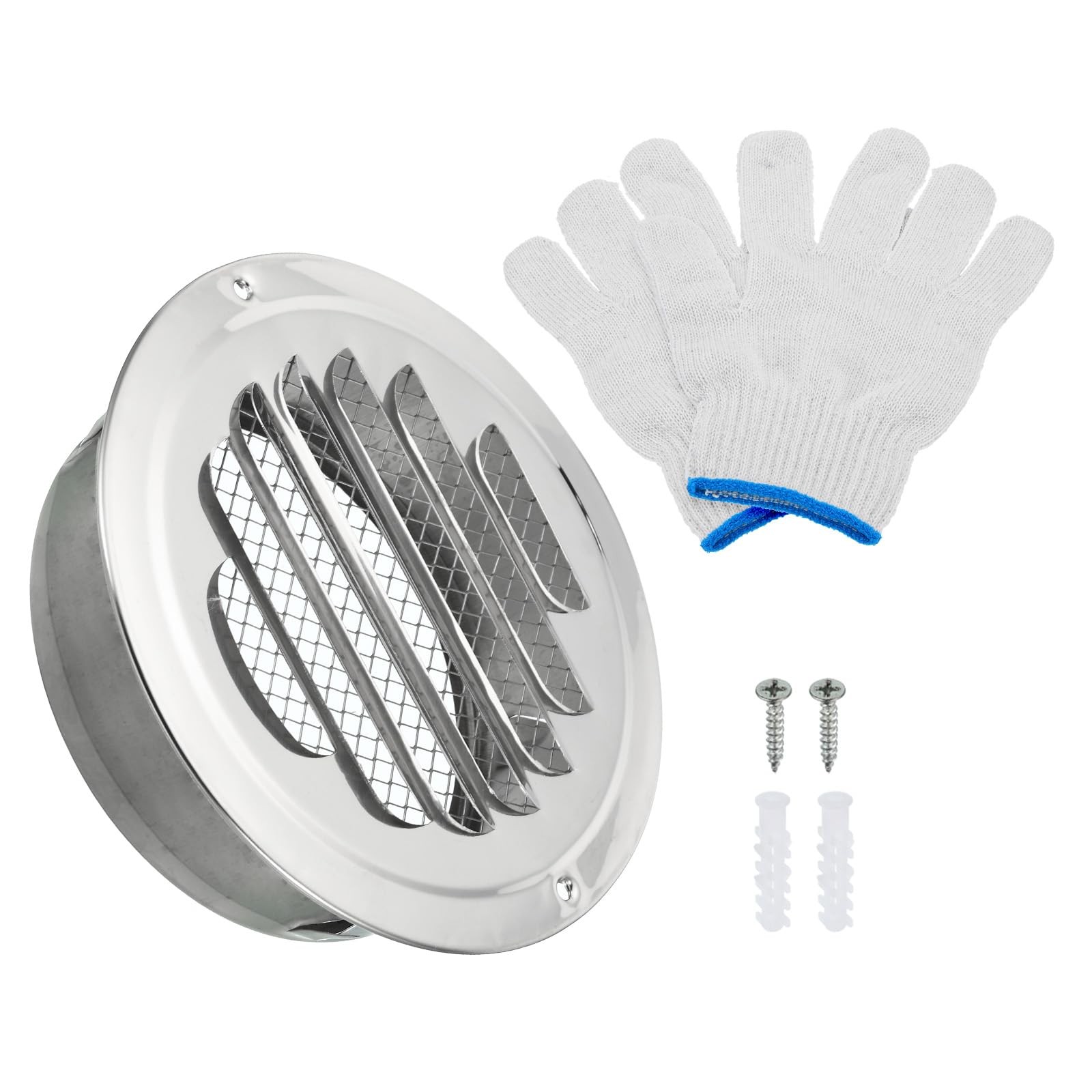 4.5" Round Soffit Air Vents Stainless Steel Louver Grille Vent Cover Screen Mesh
