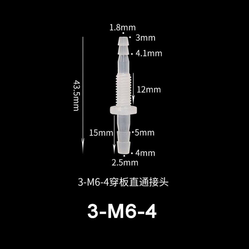 Plastic Bulkhead Connector Straight Barbed Threaded Fitting & Nut Inlet Outlet