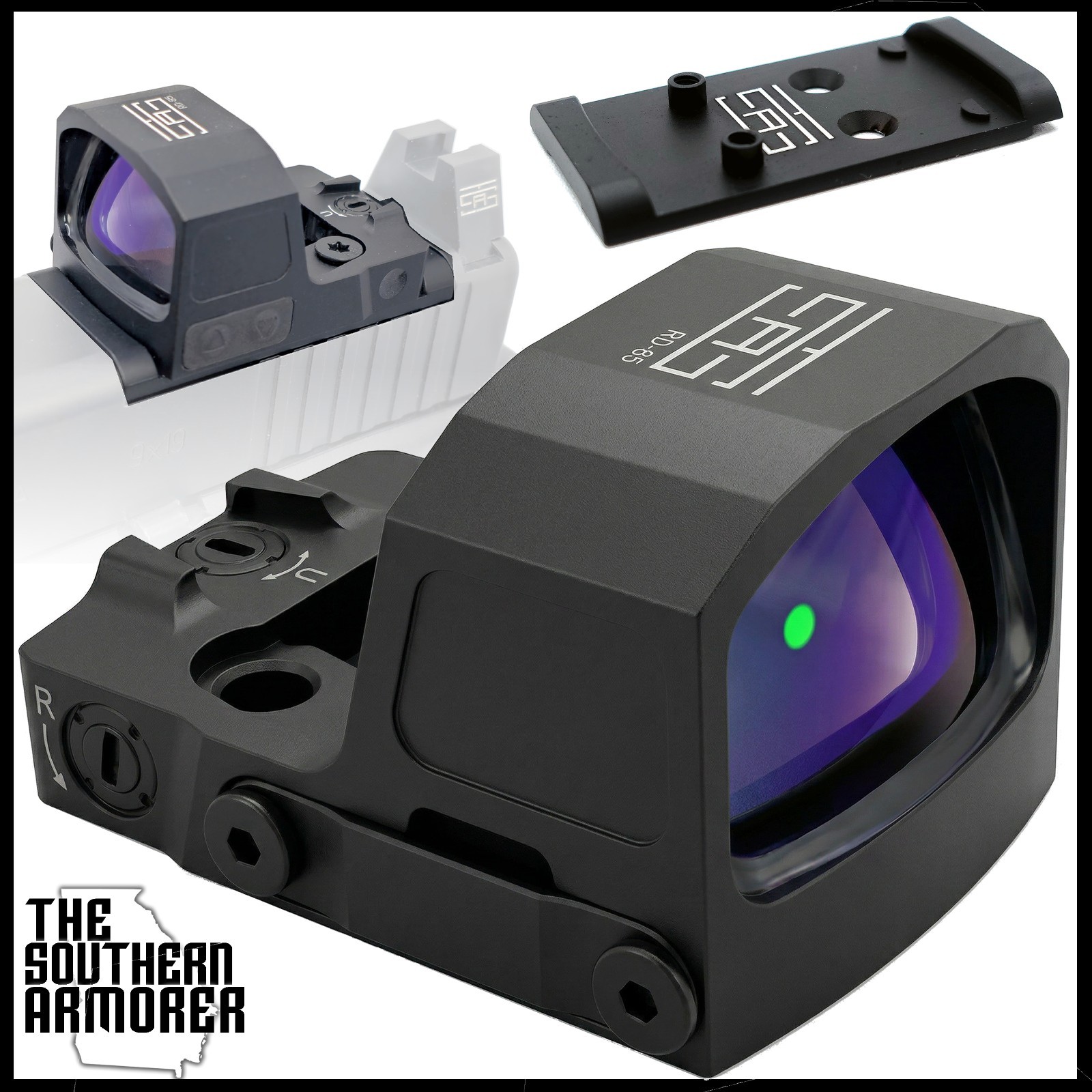 3 MOA Green Dot Sight RMSc/K Footprint Shake Awake Side Battery + Adapter GLOCK®