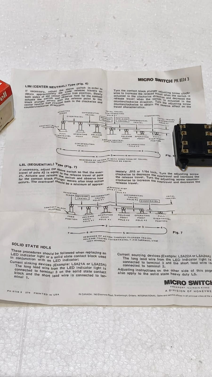 Honeywell MICRO SWITCH LSZ3B 9527 INDUSTRIAL LIMIT MICRO SWITCH NEW NOS