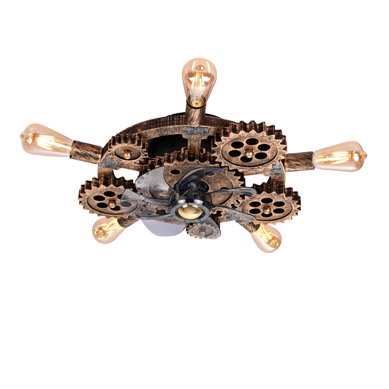 19.6"Farmhouse ceiling fan  light and remote, Industrial Caged Ceiling Fan Light