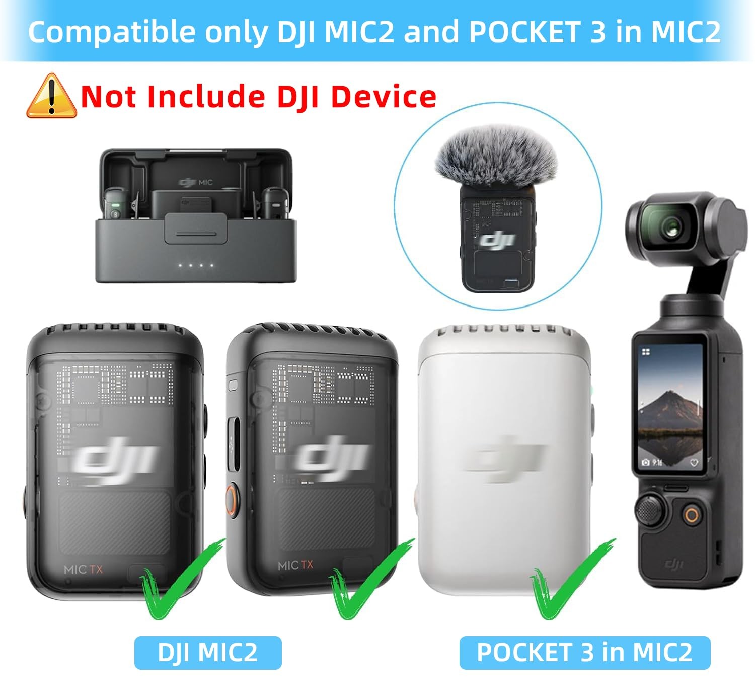 Microphone Windscreen Compatible DJI MIC 2 (Not for DJI MIC 1) / OSMO POCKET