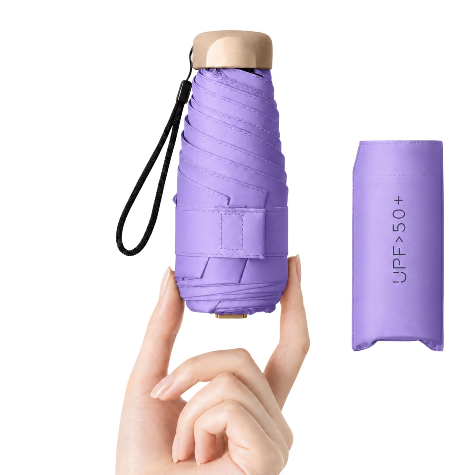 Compact Travel Umbrella, Mini Umbrella - UPF 50+ UV small, Dusk Wisteria