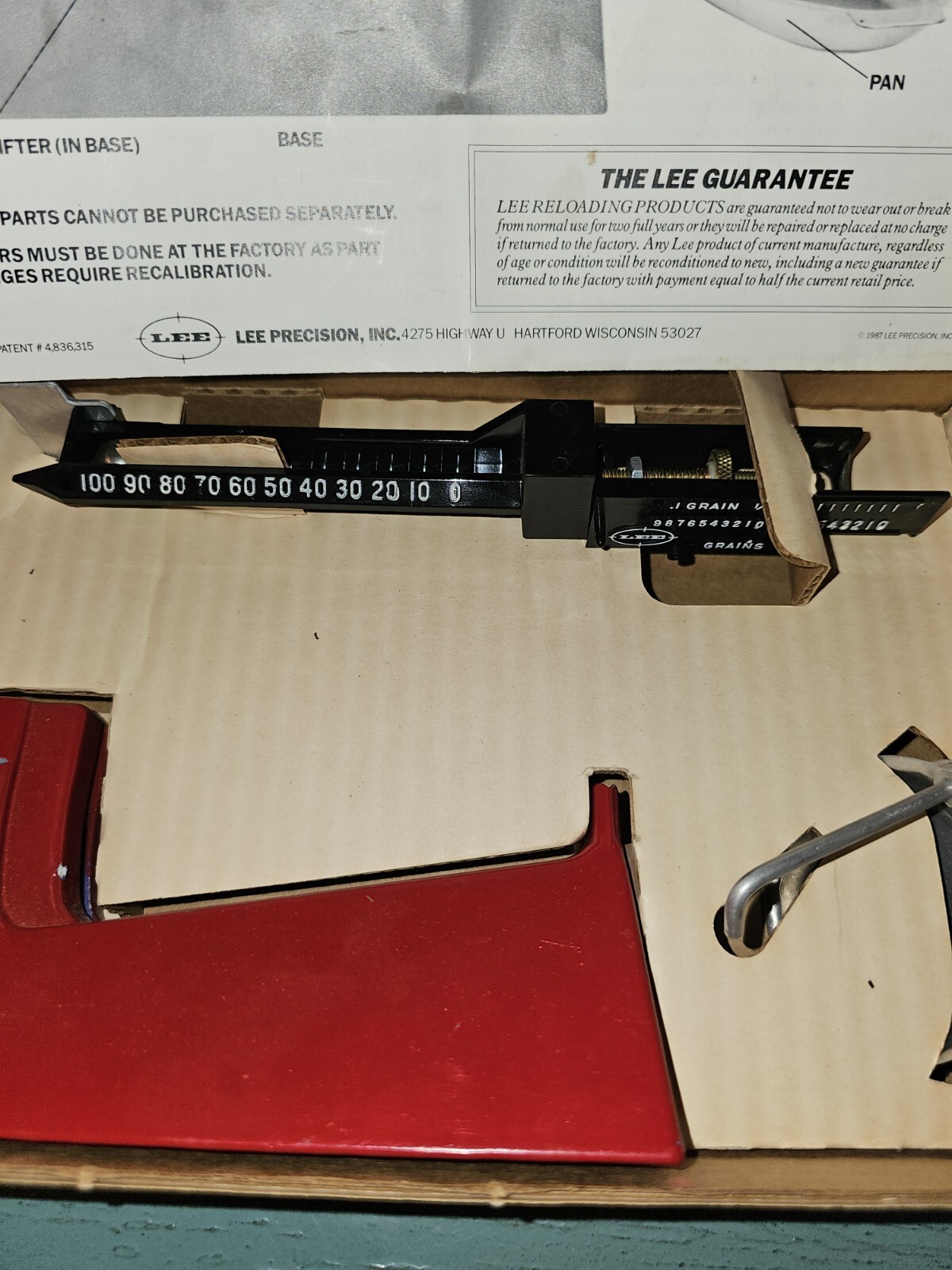 Vintage Lee Safety Powder Scale W/Original Box