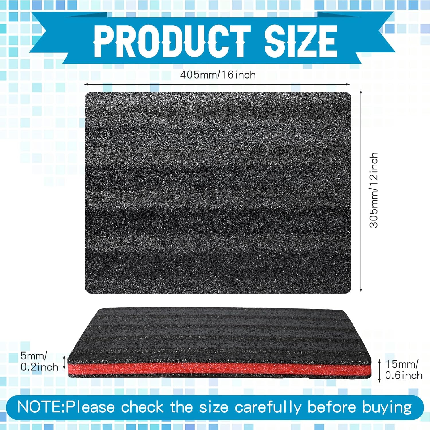 4 Pcs Cuttable Polyurethane Foam Pads Foam Sheets Craft Foam Black Tool Box Foam
