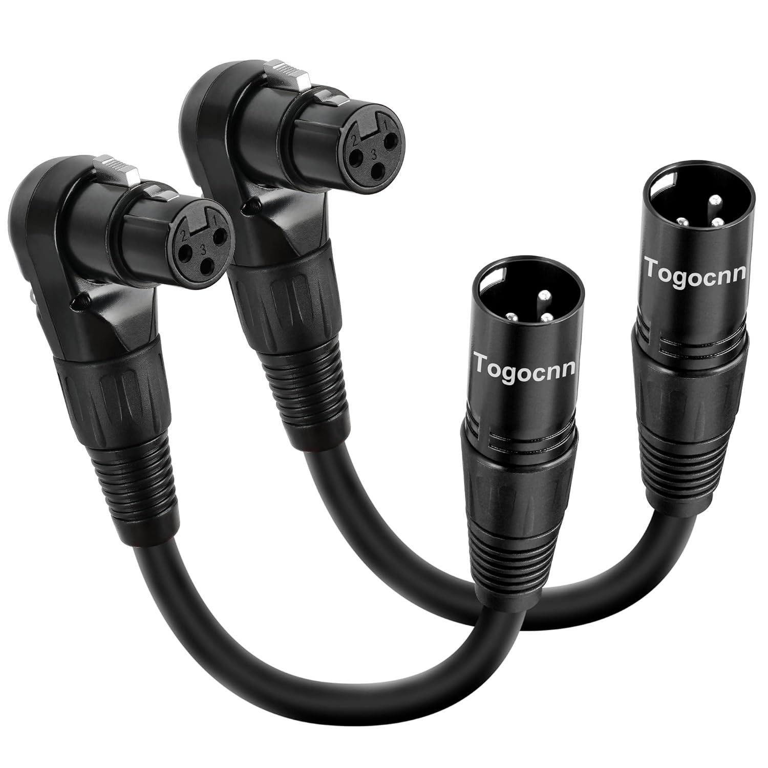 2-Pack XLR Microphone Extension Cable Adapter 0.6 Feet 90 Degree XLR Female to