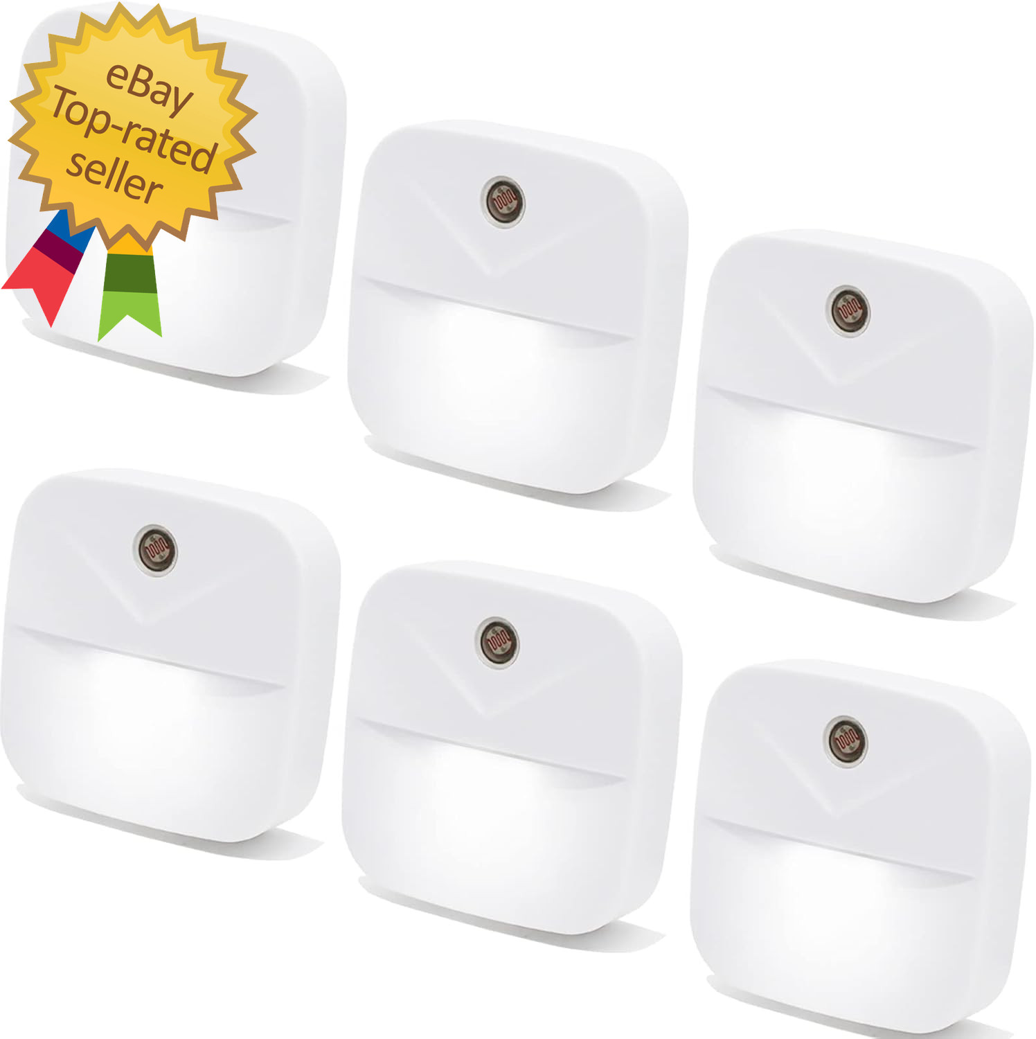 6 Pack Night Light Plug In, White LED Nightlights with Smart Dusk to Dawn Sensor