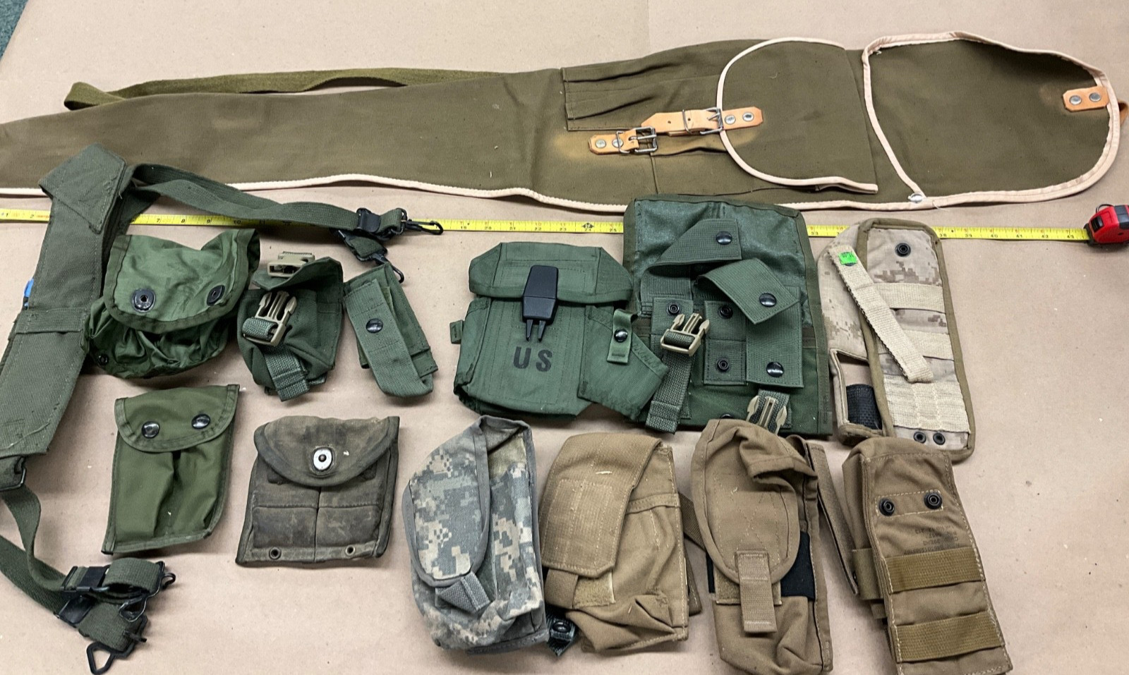 RANDOM LOT USGI MILITARY WAREHOUSE SURPLUS CANVAS CAMO POUCHES SLINGS (#R52)