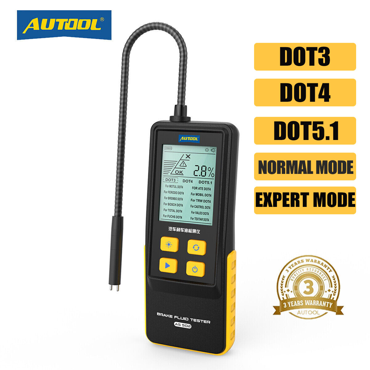 Brake Fluid Tester High Precision Oil Moisture Water Detection DOT3 DOT4 DOT5.1