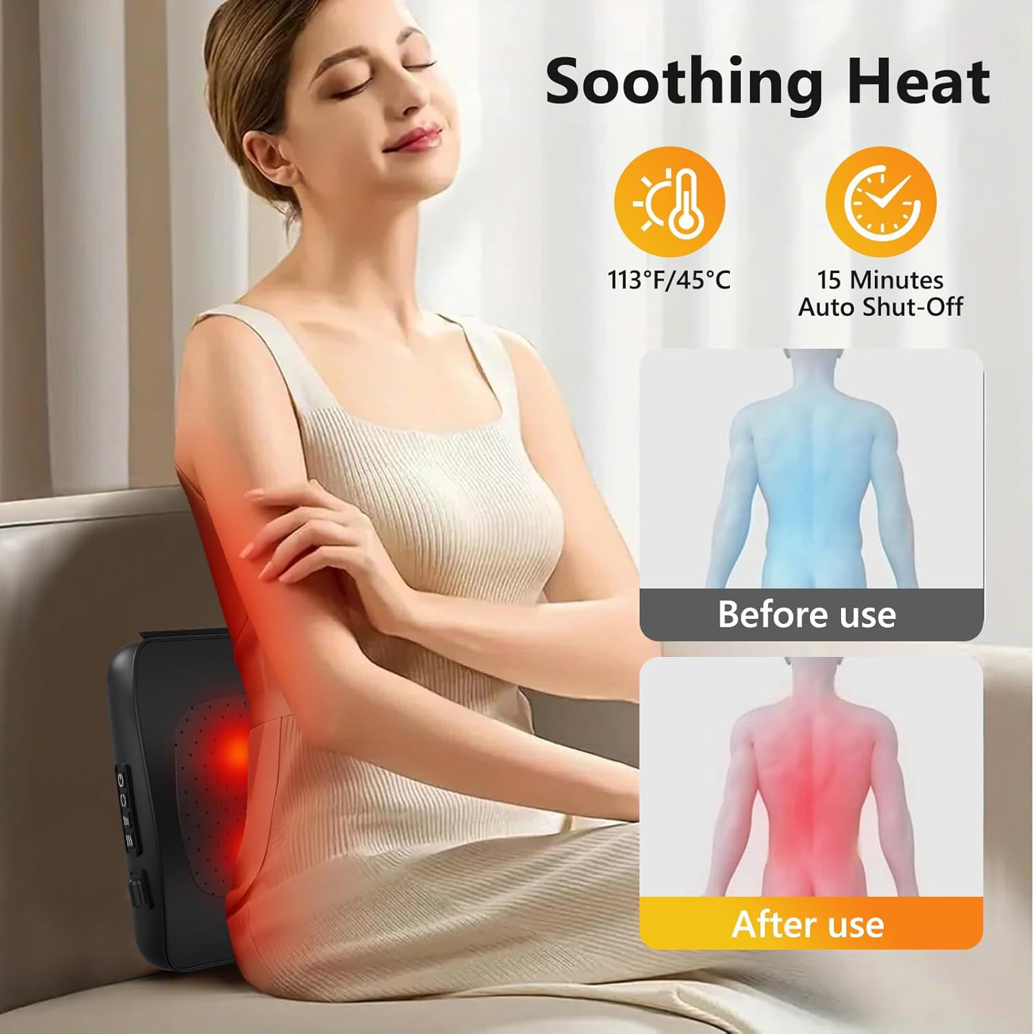 Masajeador De Espalda Con Calor, Shiatsu Para Cuello, Hombros, Piernas, Cuerpo