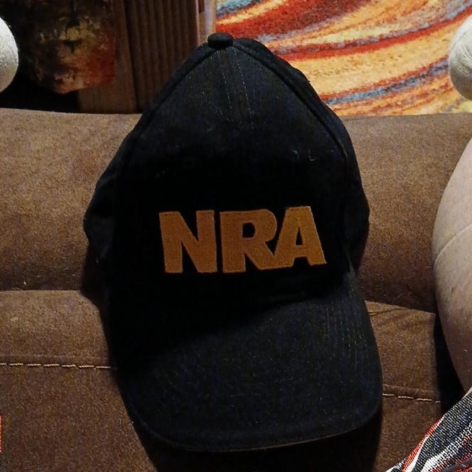 NRA Black Baseball Cap with American Flag Patch