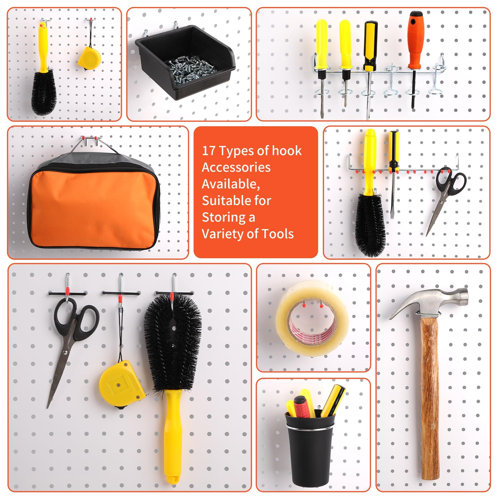 FALPRO 130PCS Pegboard Hooks Assortment - Peg board Hooks for Hanging Tools w...