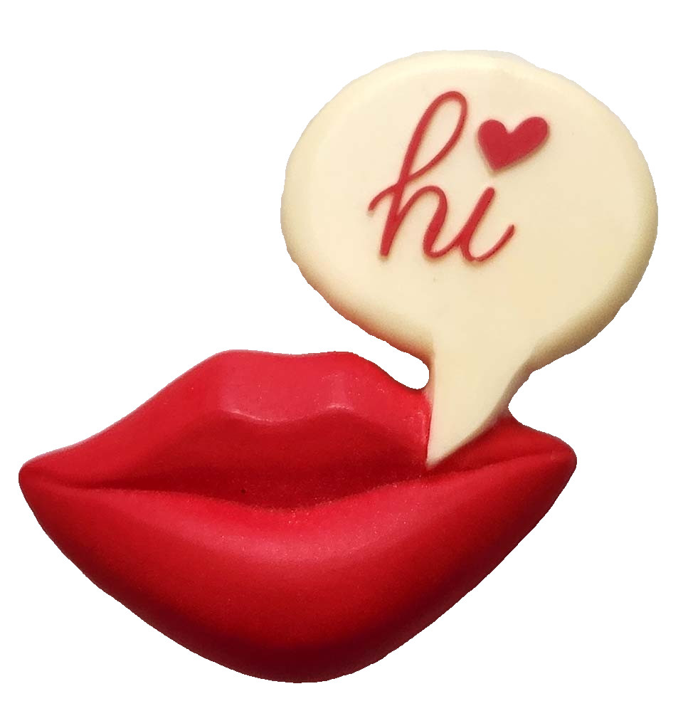 Hallmark PIN Valentines Vintage LIPS RED HI Caption 1981 Brooch SLIGHT YELLOWED