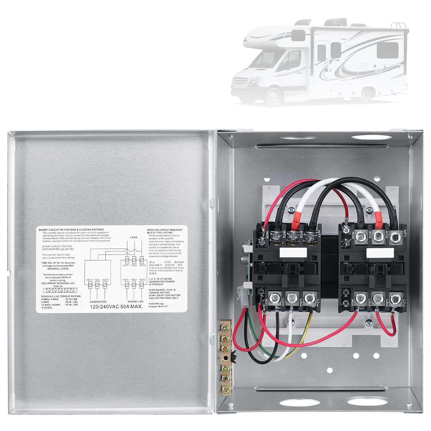 50 Amp Transfer Switch RV Automatic Transfer Switch for RV Speedboats Home Stand