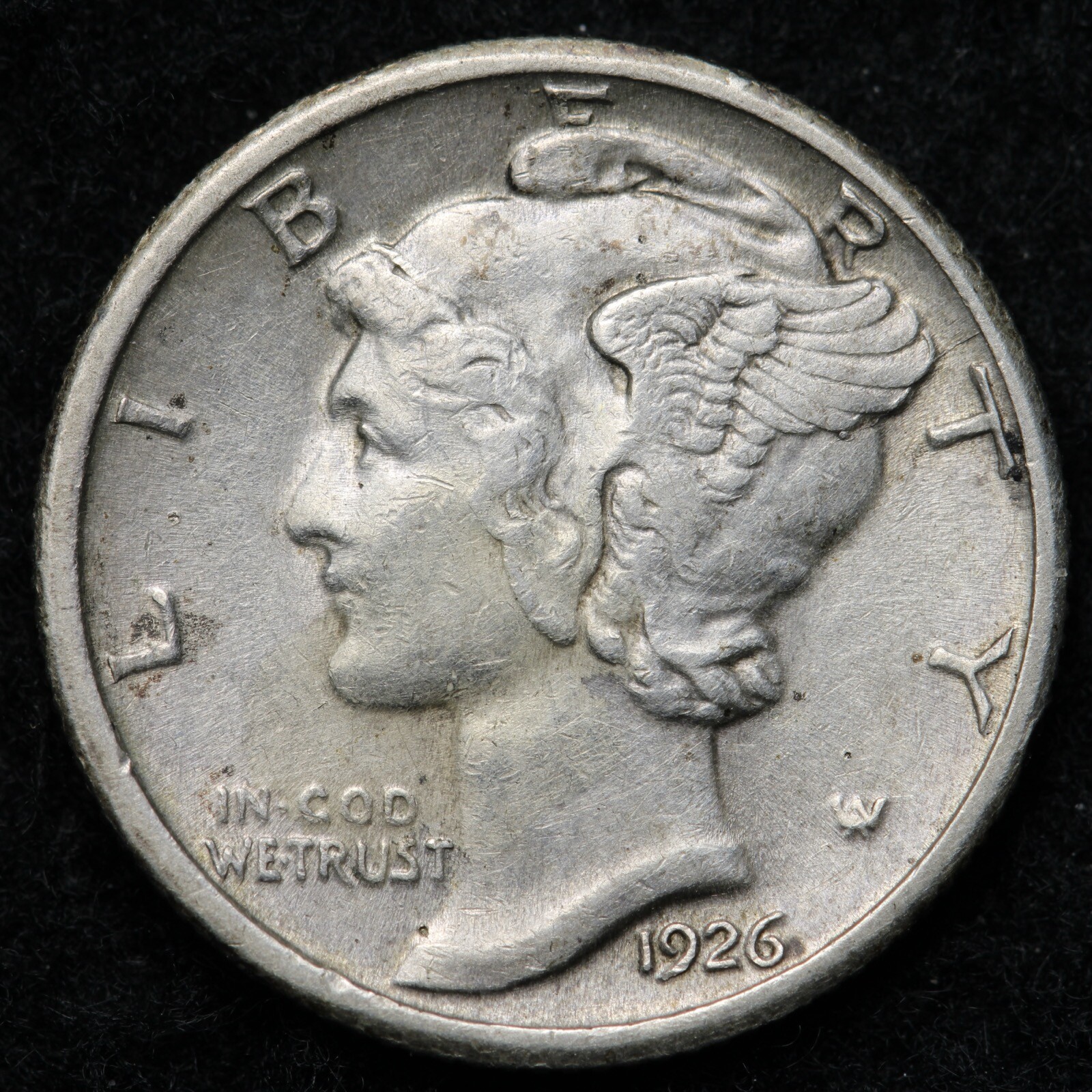 1926 Mercury Silver Dime AU E215 T