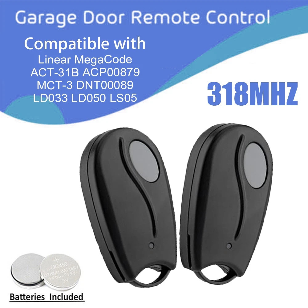 2PCS Opener Remote for Linear Megacode MCT-3 DNT00089 318MHz Garage Door