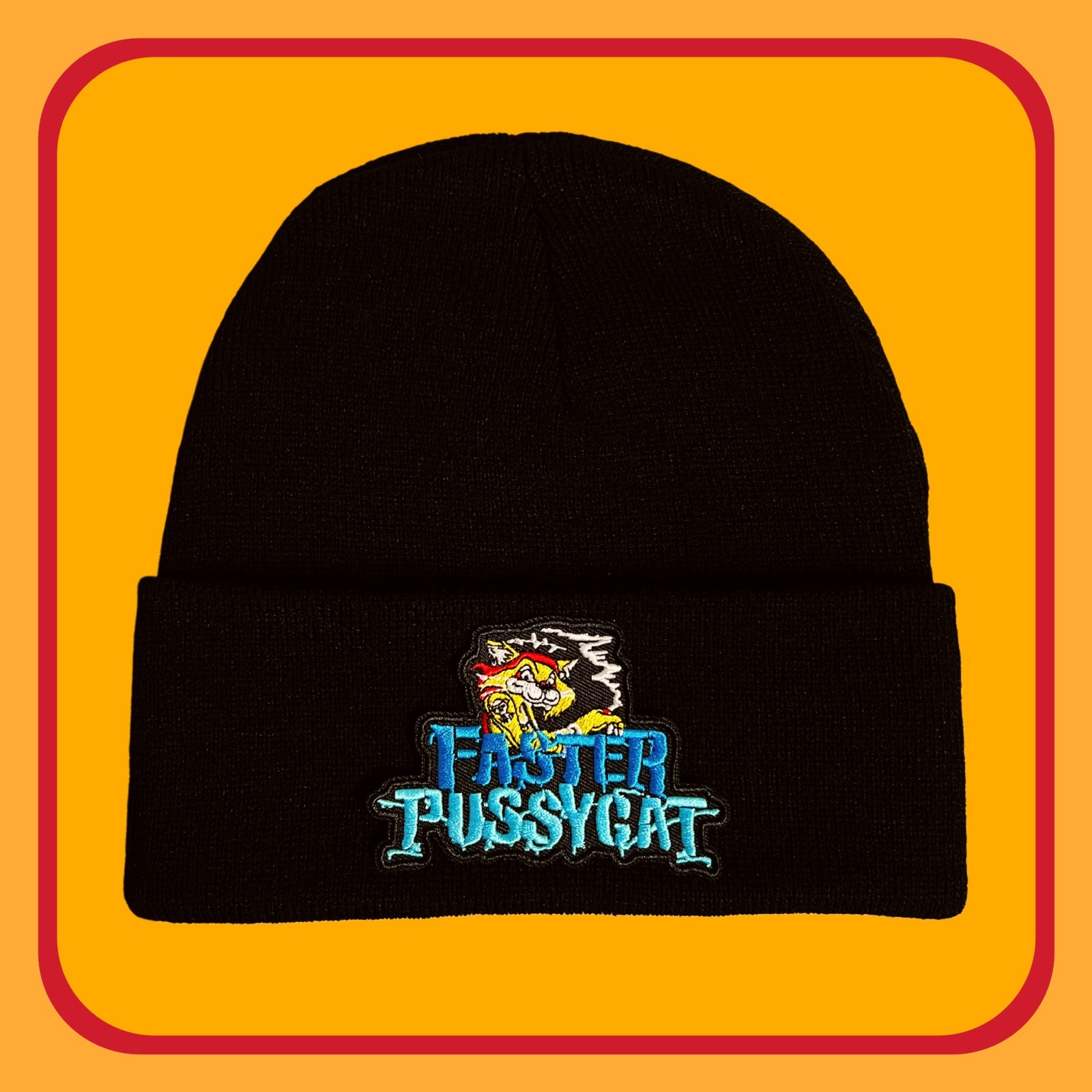 FASTER PUSSYCAT 🇺🇸 PATCHED REGULAR BEANIE HAT BLACK  🇺🇸
