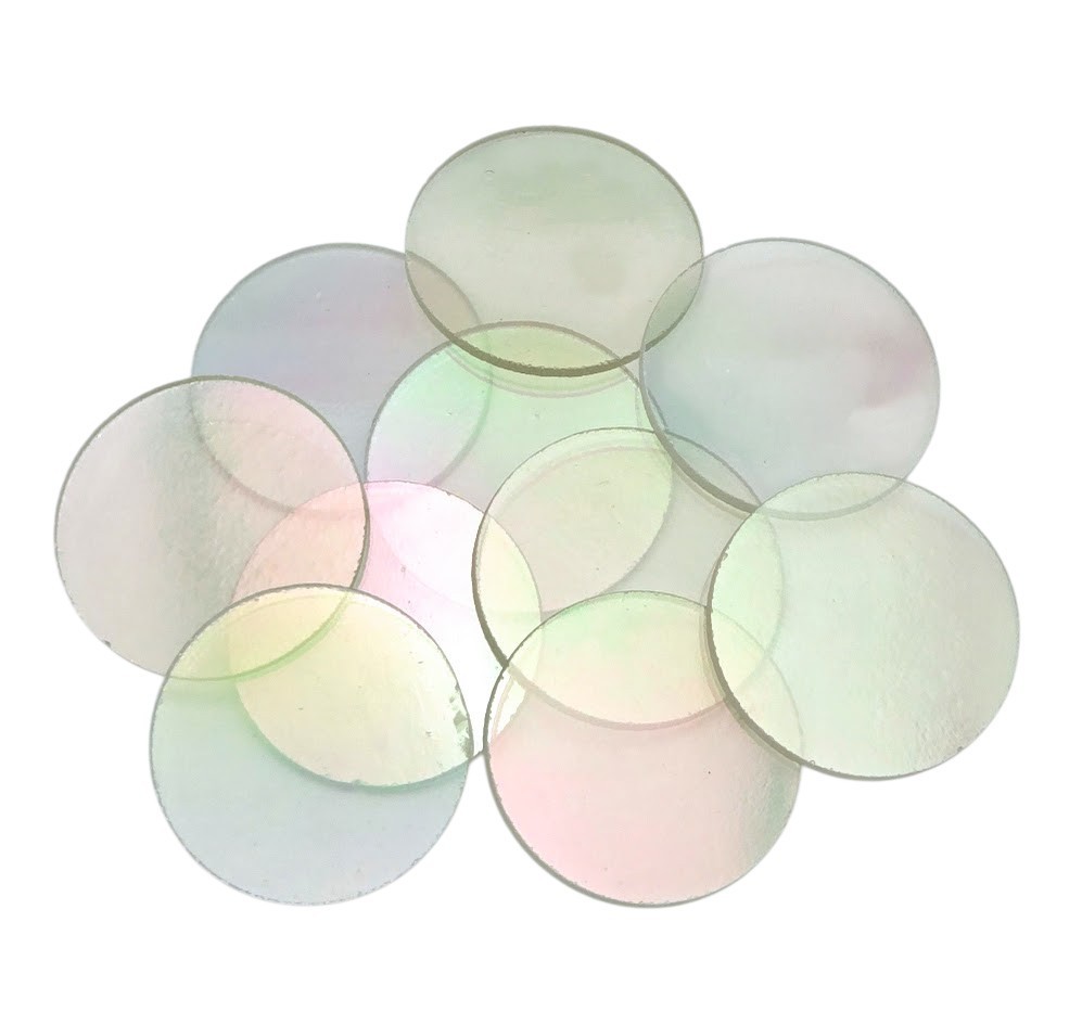 ONE PIECE Icicle Clear Iridized I100 2" Precut 96 COE Glass Circle Fusible
