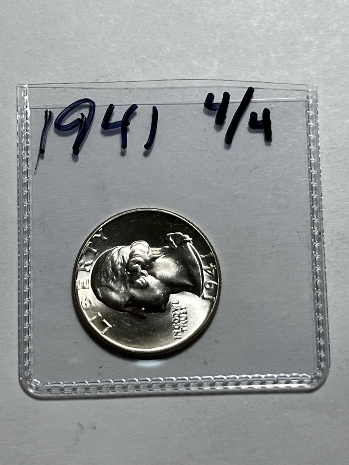 1941 4/4 Washington Quarter Date Errors 4 Over 4 Die Cracks Reverse Uncirculated