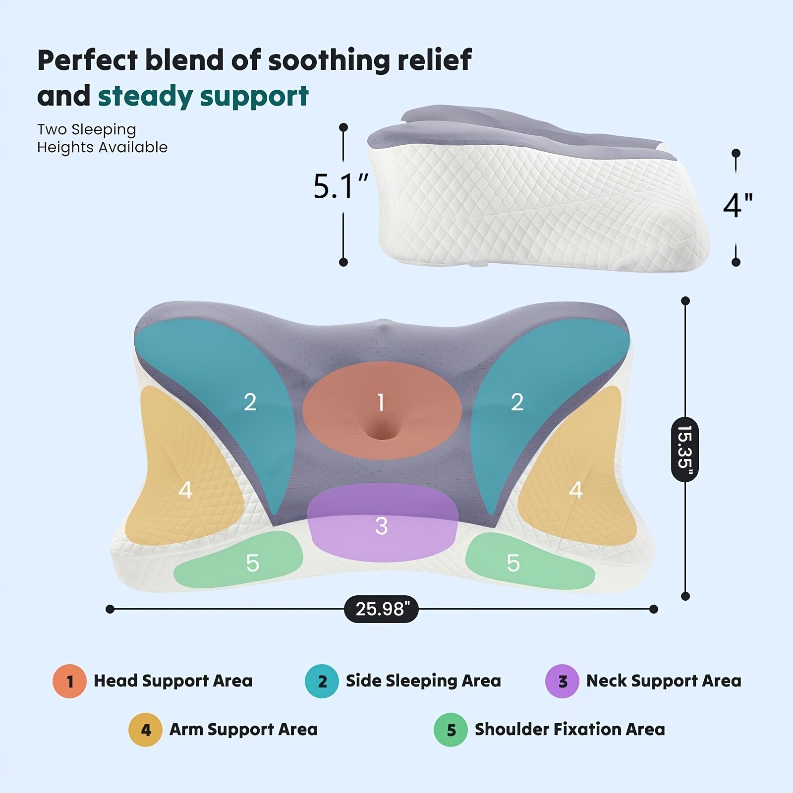 Queen size dark gray cervical pillow