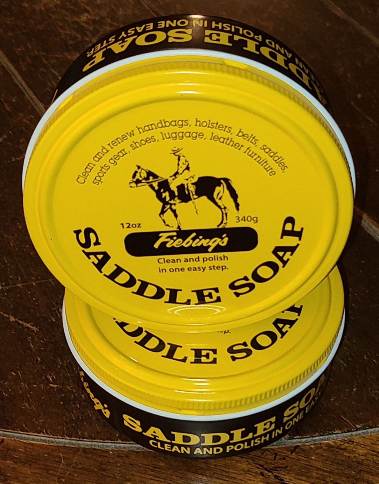 Lot of 2 Fiebing's 12oz Saddle Soap Tins: Clean, Polish & Renew Leather!