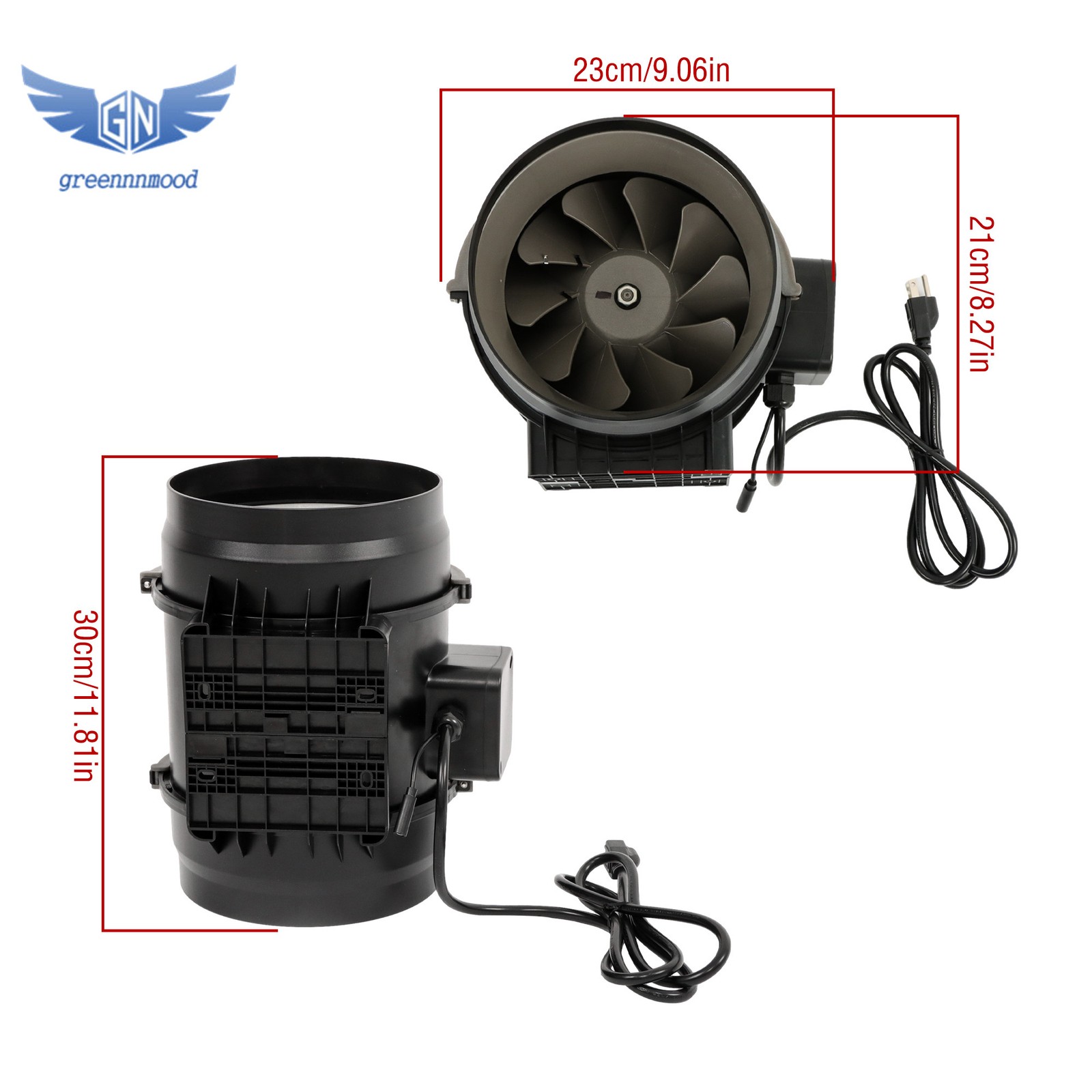 Inline Duct Fan, 8-Inch 807 CFM with Temperature Humidity Controller EC-Motor
