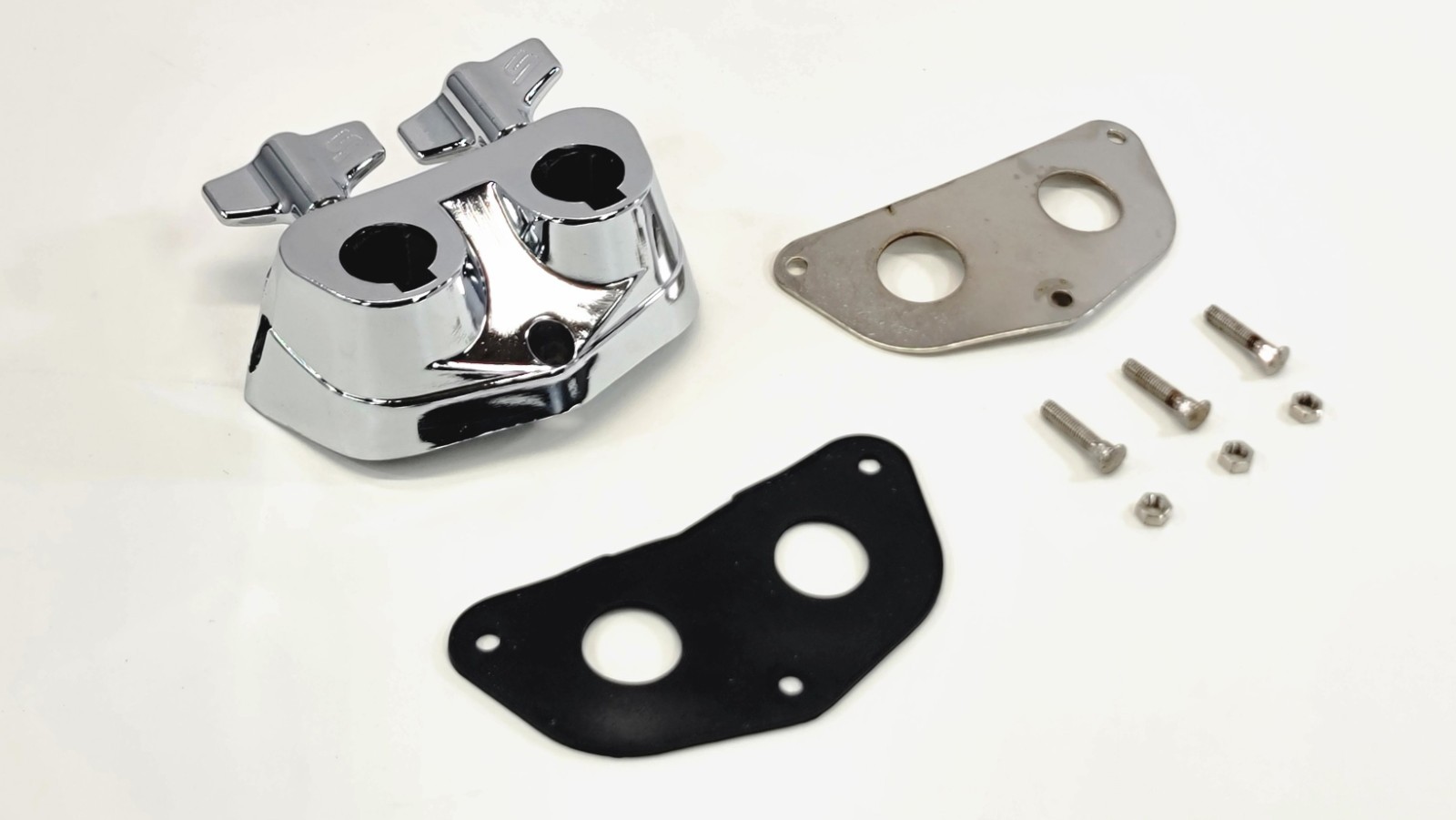 Bass Drum Bracket Mount, with Gasket, Mounting Plate and Mounting Screws -Chrome